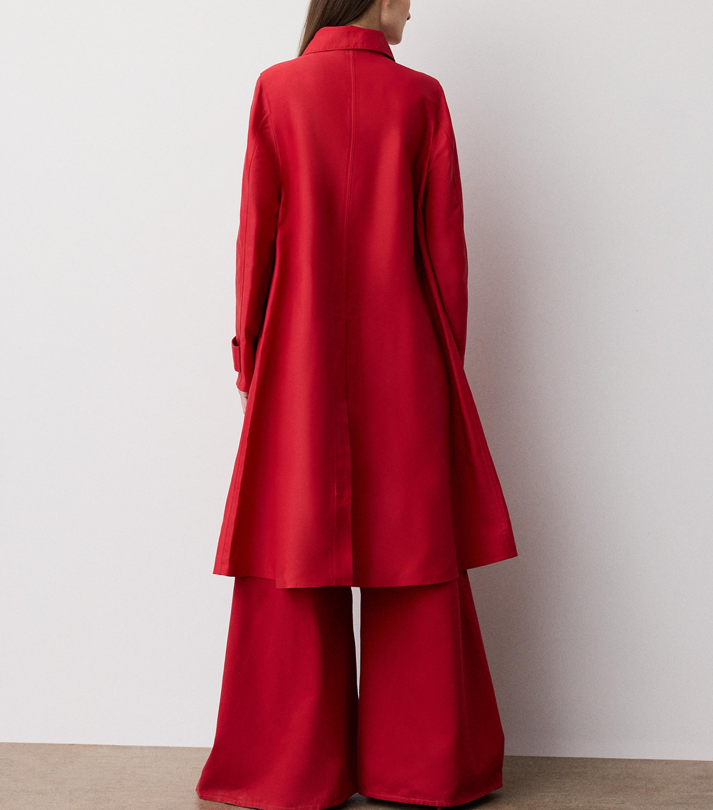 Ralph Lauren Collection Womens Silk-Blend Raquel Trench Coat Bright Red Image 5