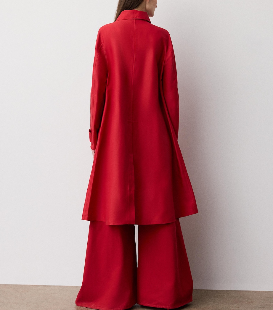 Ralph Lauren Collection Womens Silk-Blend Raquel Trench Coat Bright Red Image 5