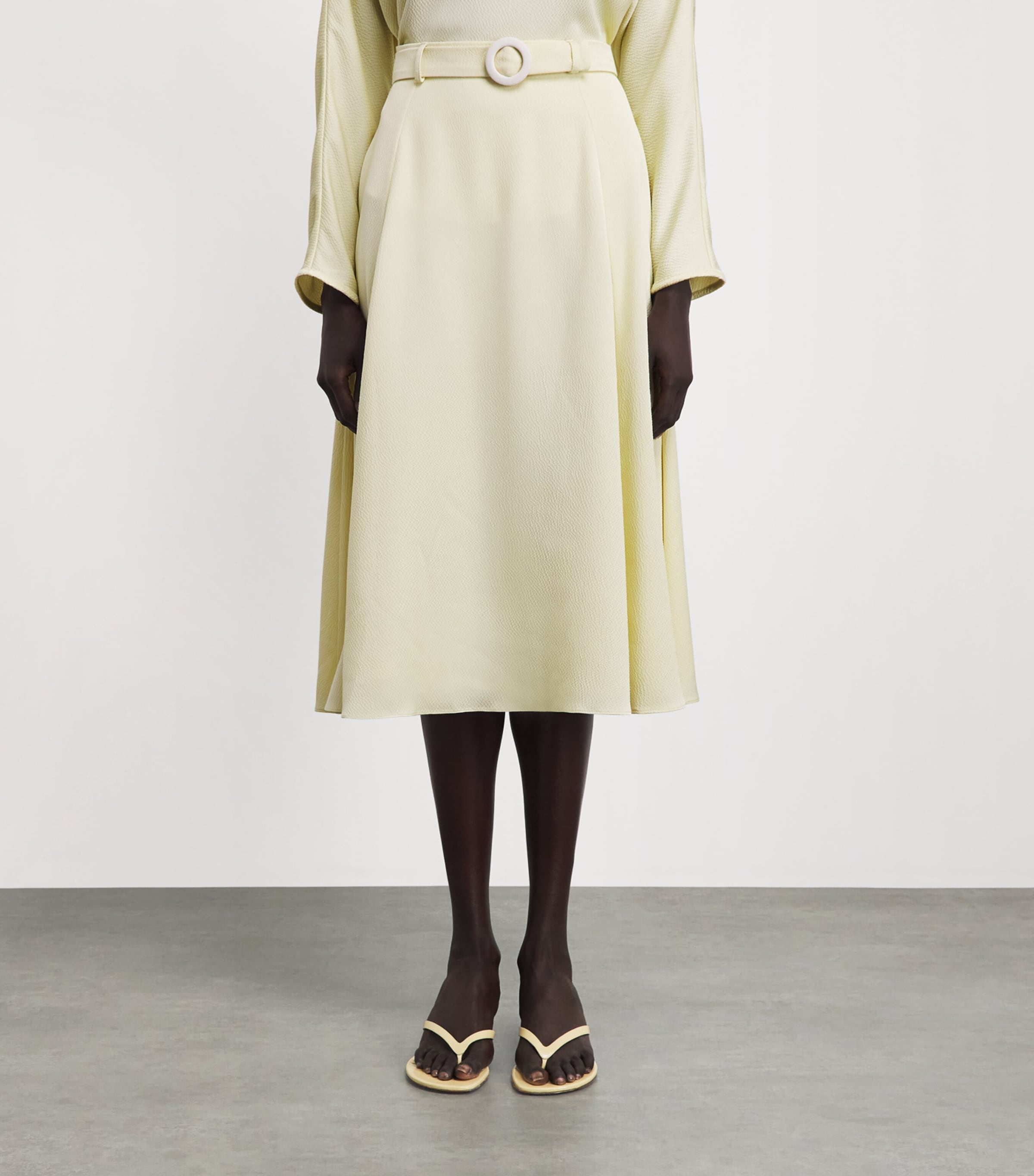 Edeline Lee Womens Textured A-Line Midi Skirt Lem/lemon Image 4