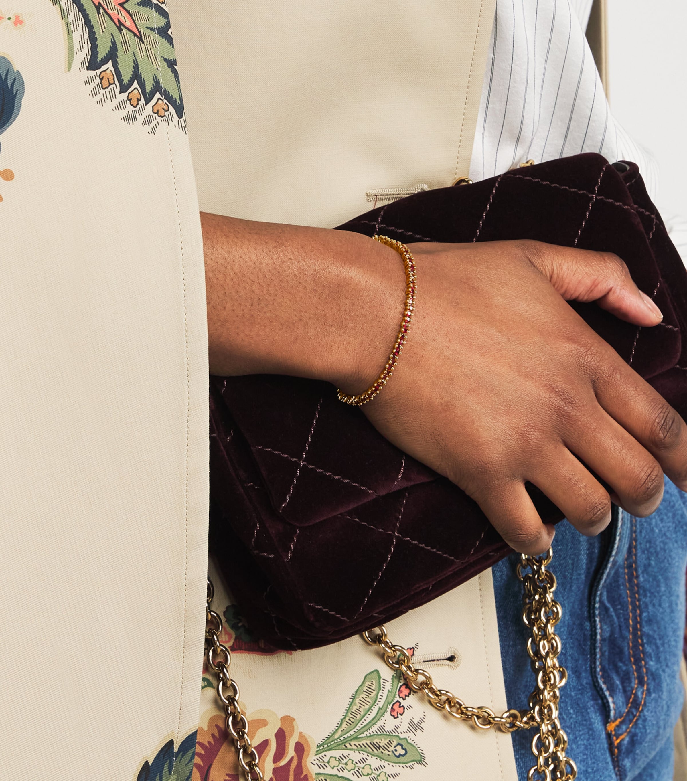 Yellow Gold and Ruby Princess Tennis Bracelet 18K RG/R Image 5