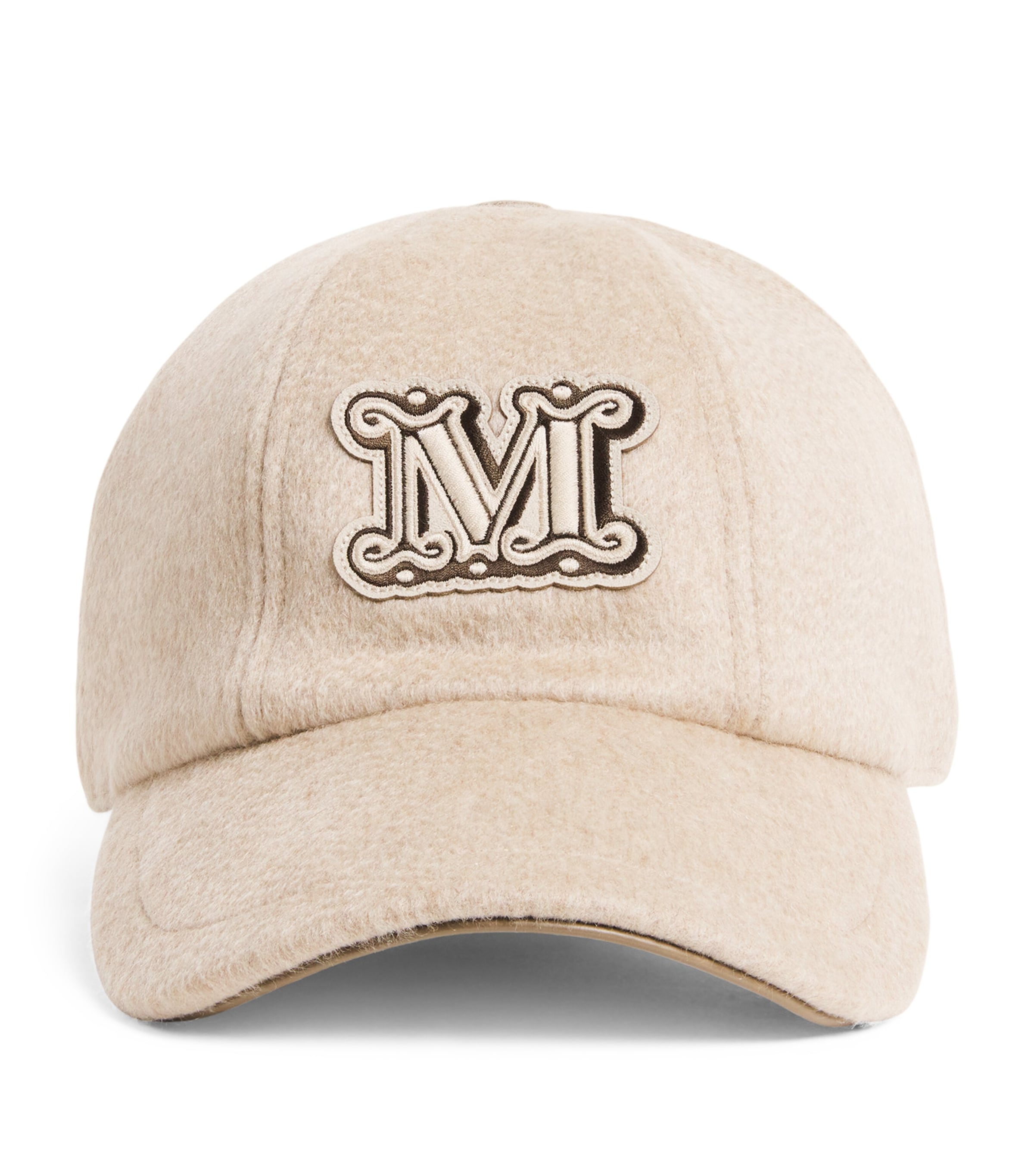 Max Mara Camel Monogram Baseball Cap In Sand