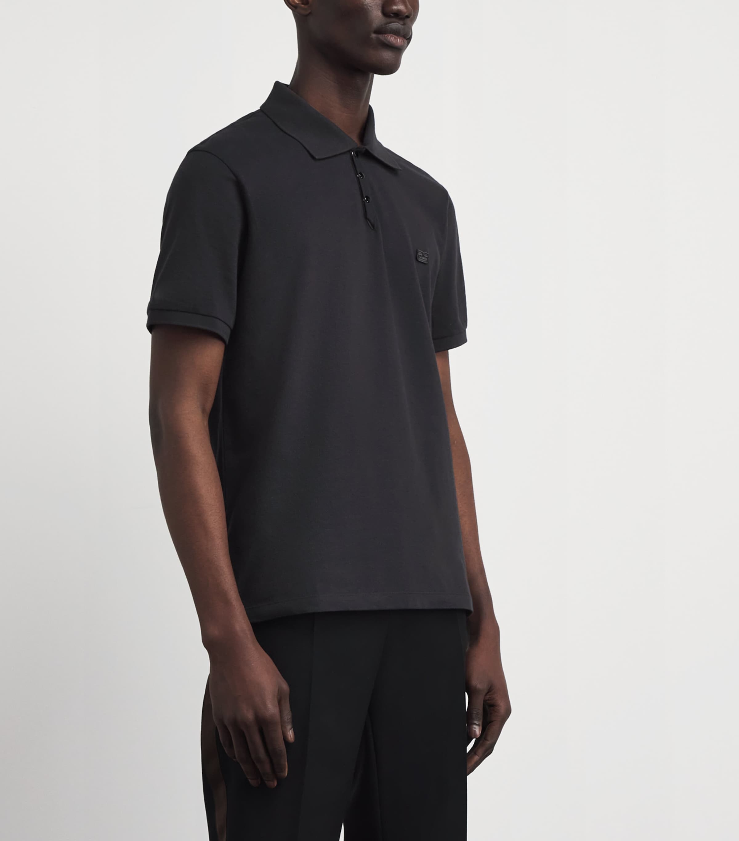 Sandro Paris Mens Cotton Logo Polo Shirt Black Image 4