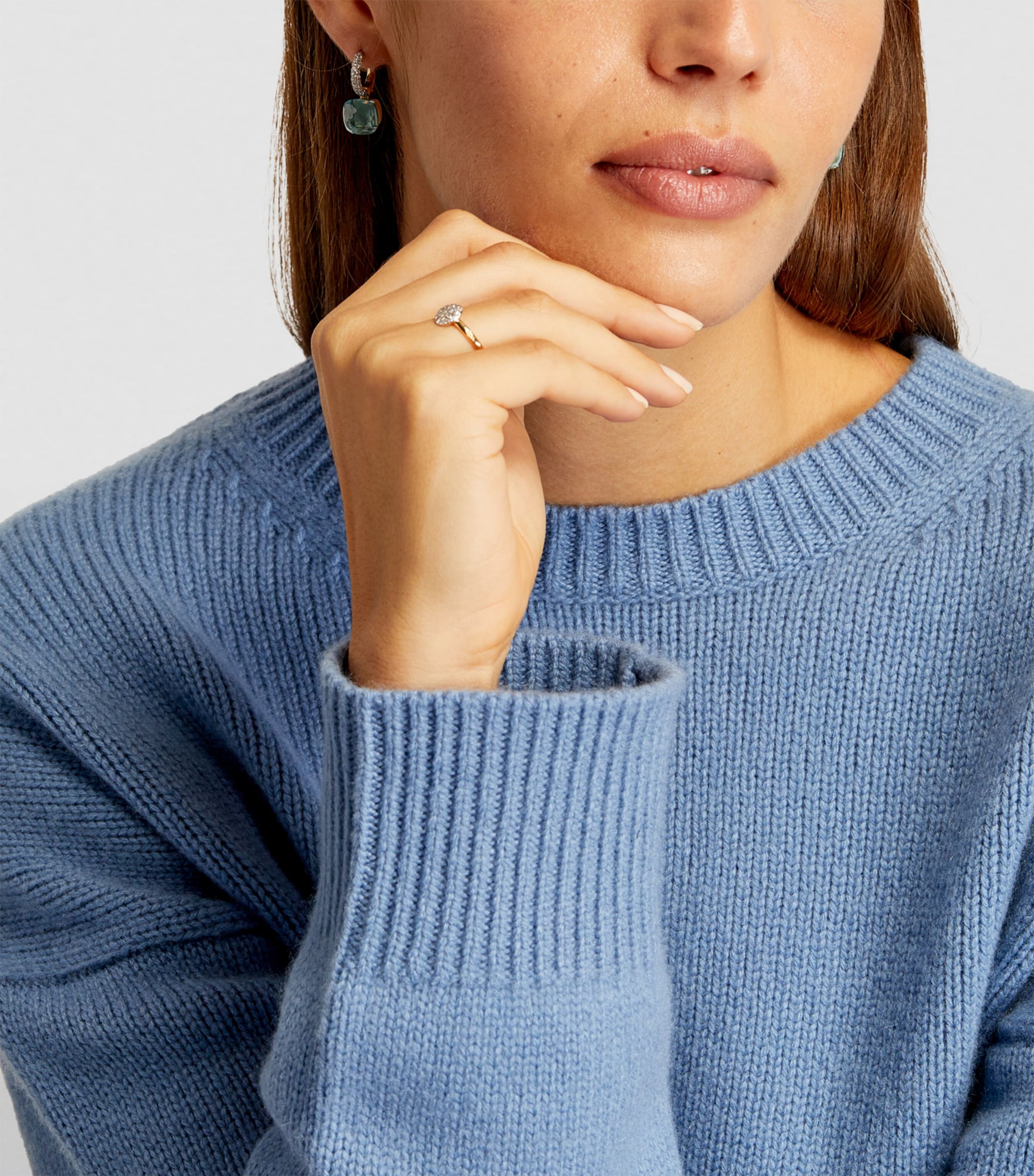 Rose Gold, Diamond and Topaz Nudo Earrings DB0OY Image 4