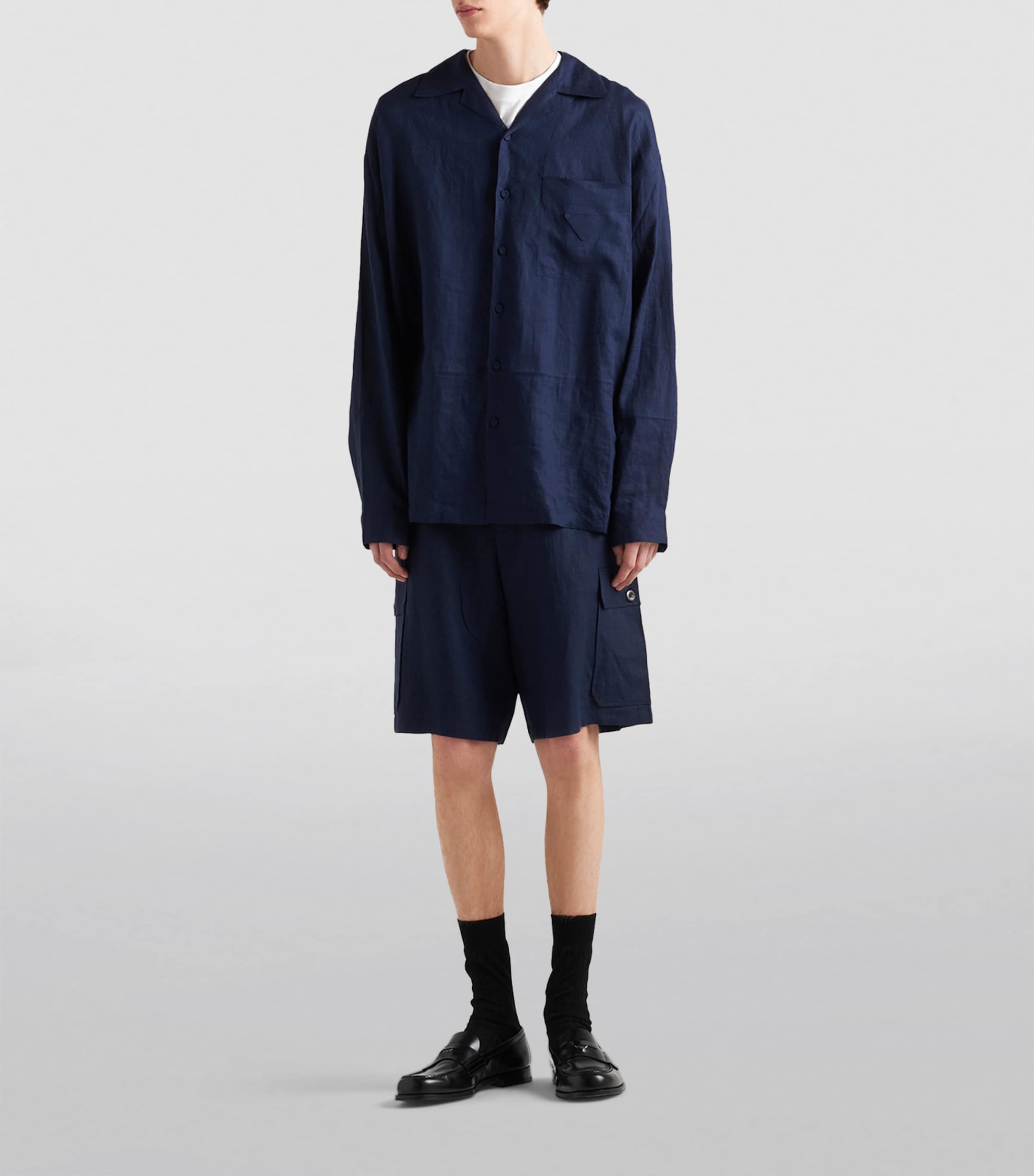 Prada Mens Linen Bermuda Shorts Image 2