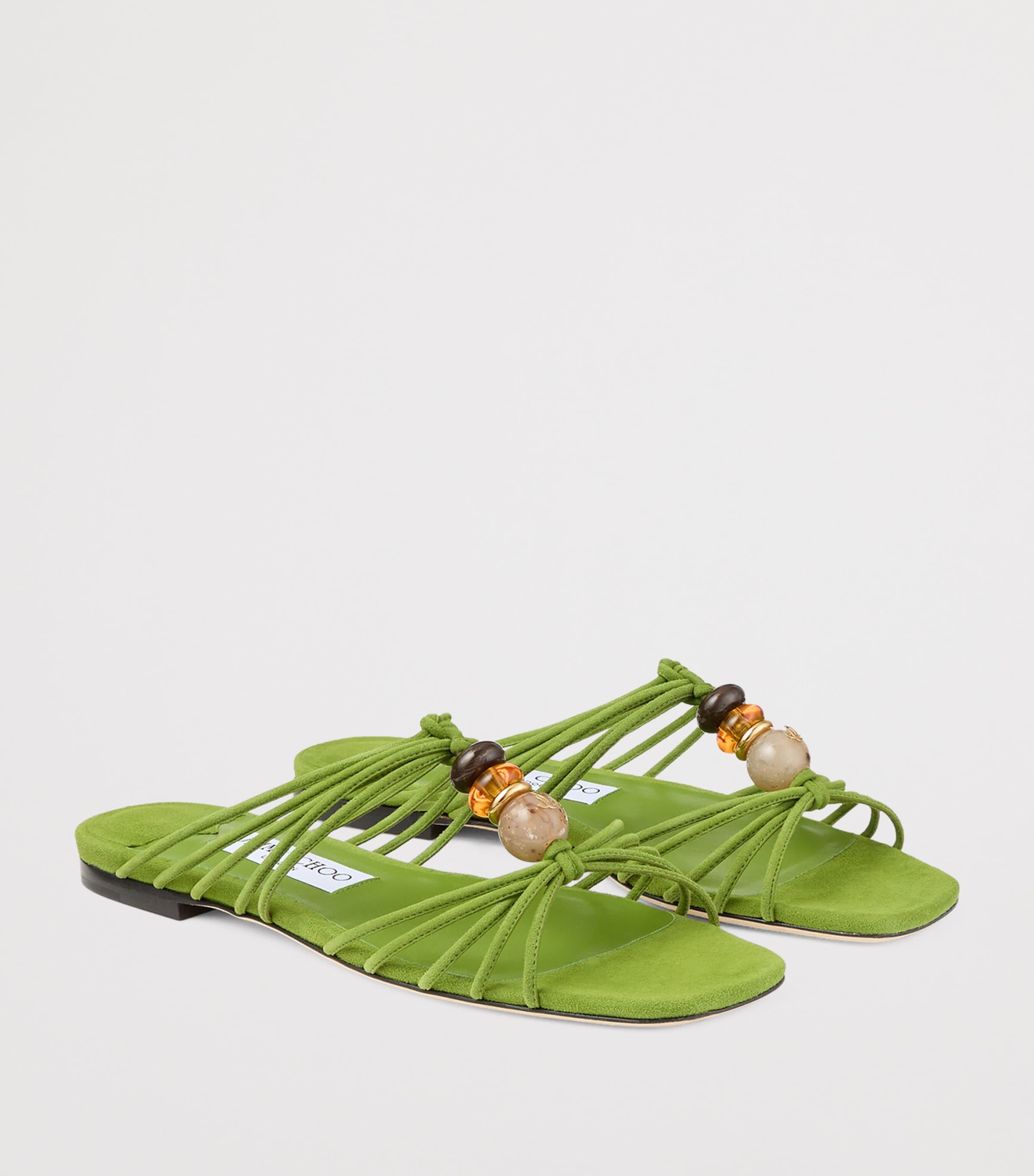 Jimmy Choo Lova Leather Flat Sandals Clover Mix Image 2