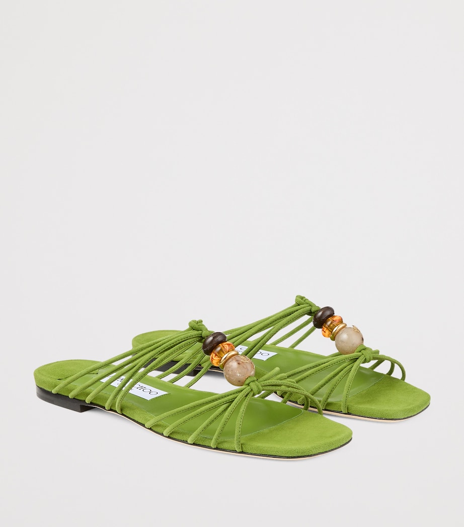 Jimmy Choo Lova Leather Flat Sandals Clover Mix Image 2
