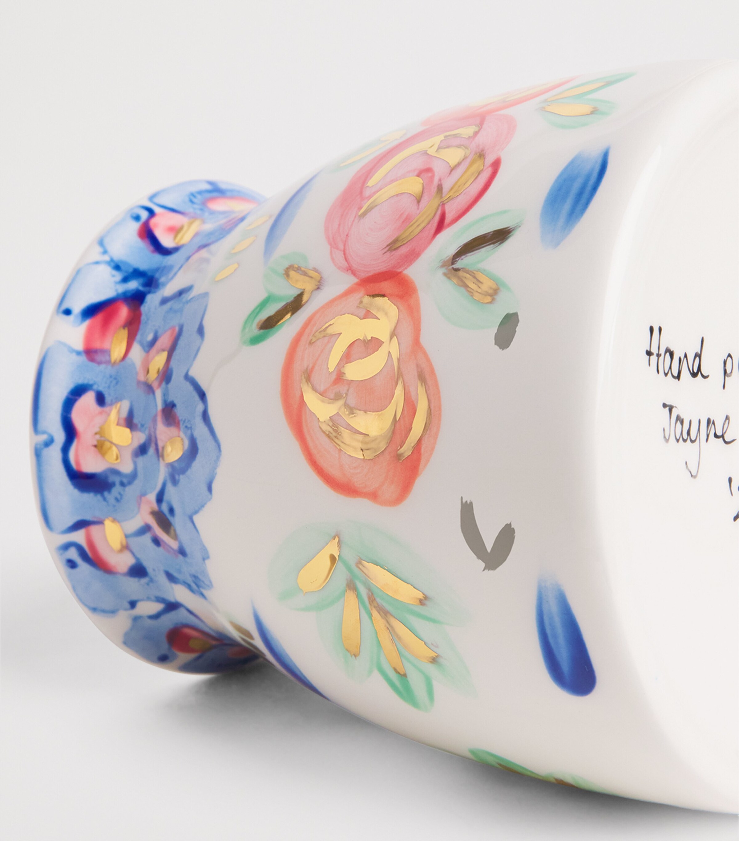 Jayne Redmond Hand-Painted Floral Vase (17cm) White Image 3