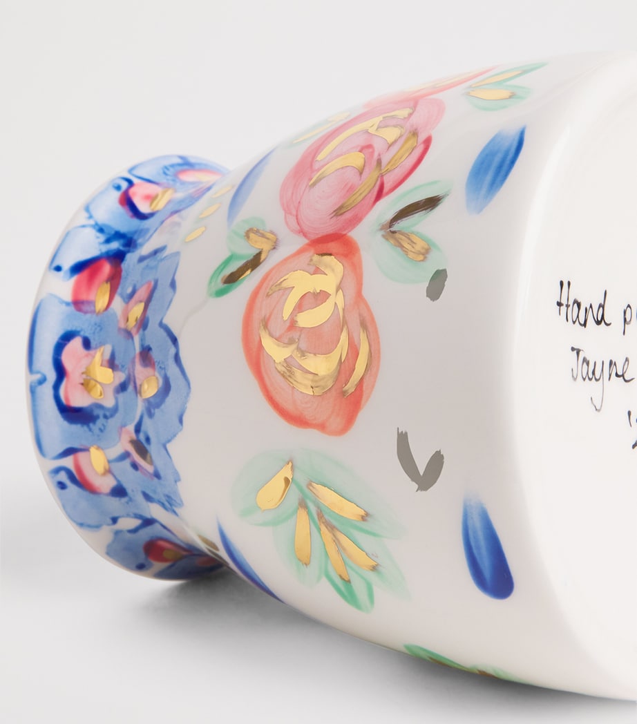 Jayne Redmond Hand-Painted Floral Vase (17cm) White Image 3