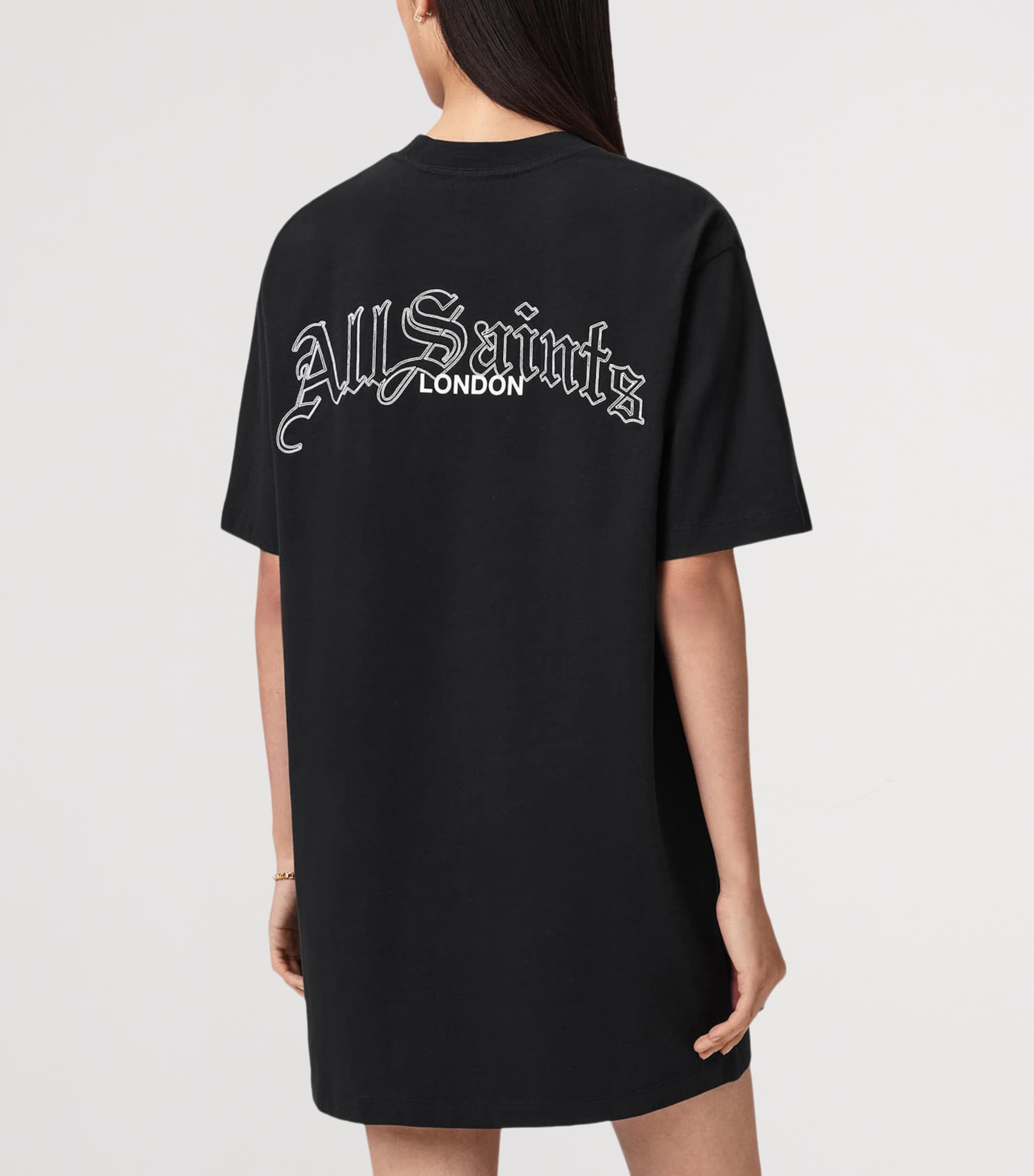 AllSaints Womens Organic Cotton Lisa Mini Dress Washed Black Image 4