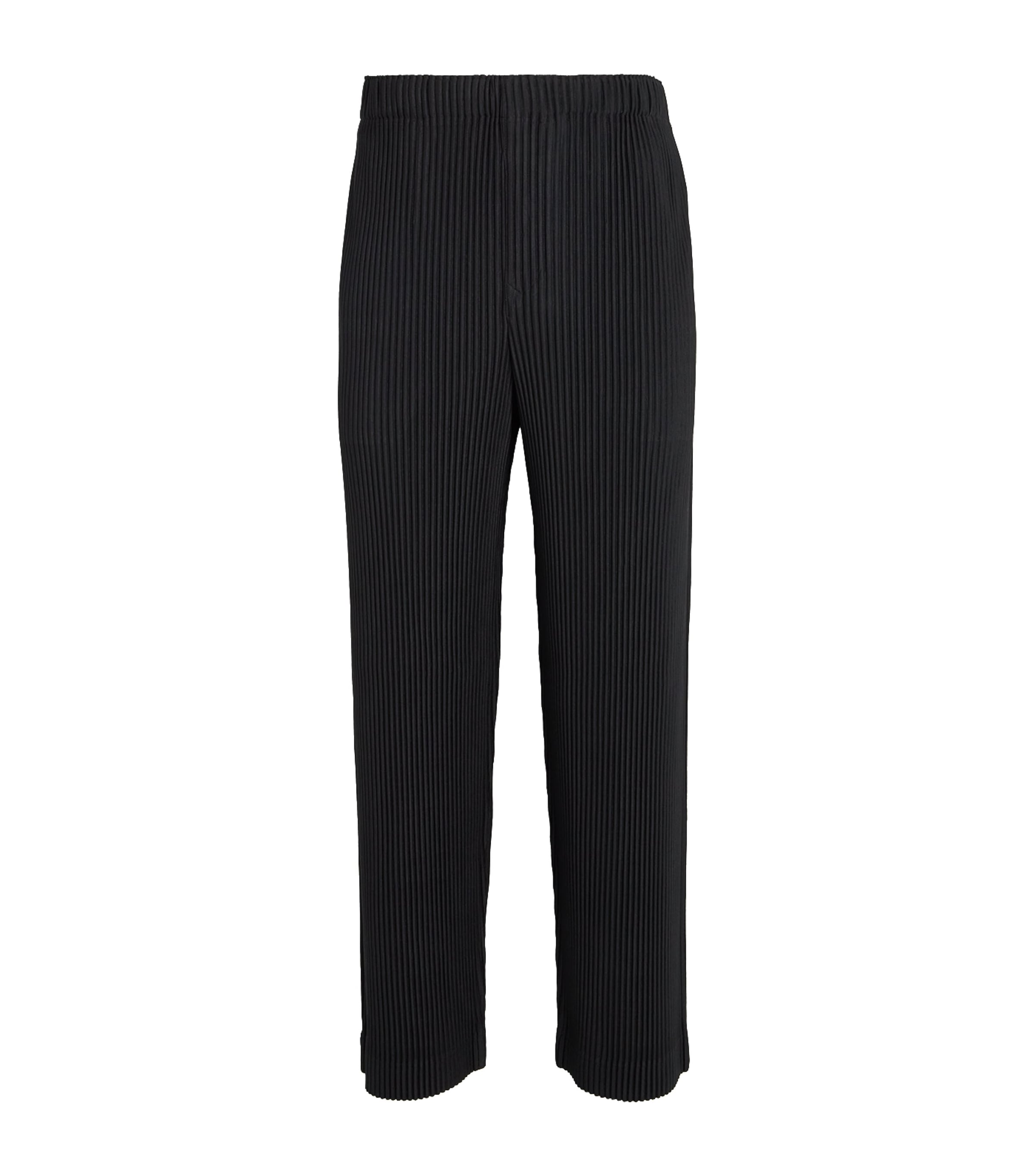 Shop Issey Miyake Pleated Straight Trousers In Black