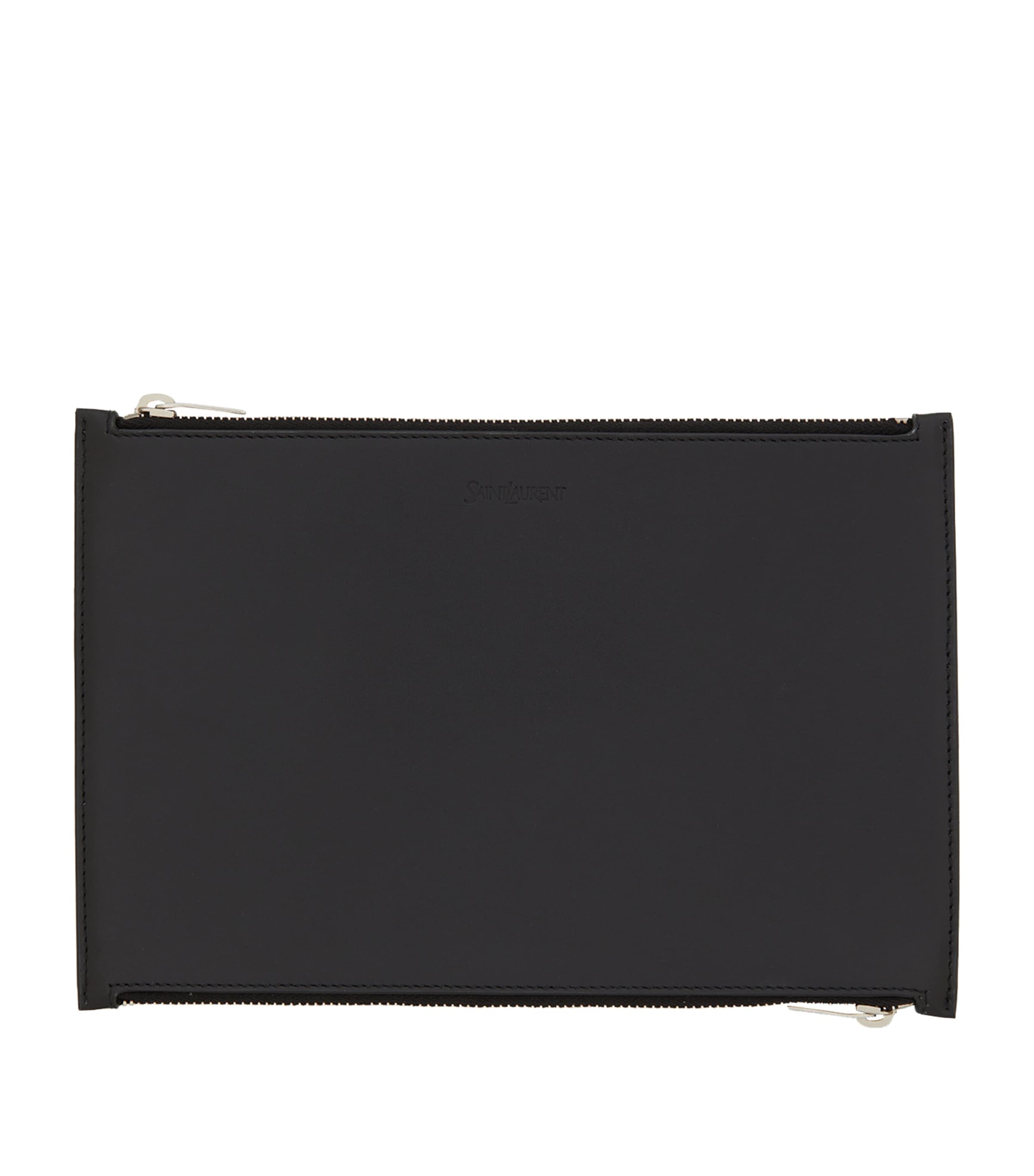 Saint Laurent Calfskin Travel Document Holder In Black