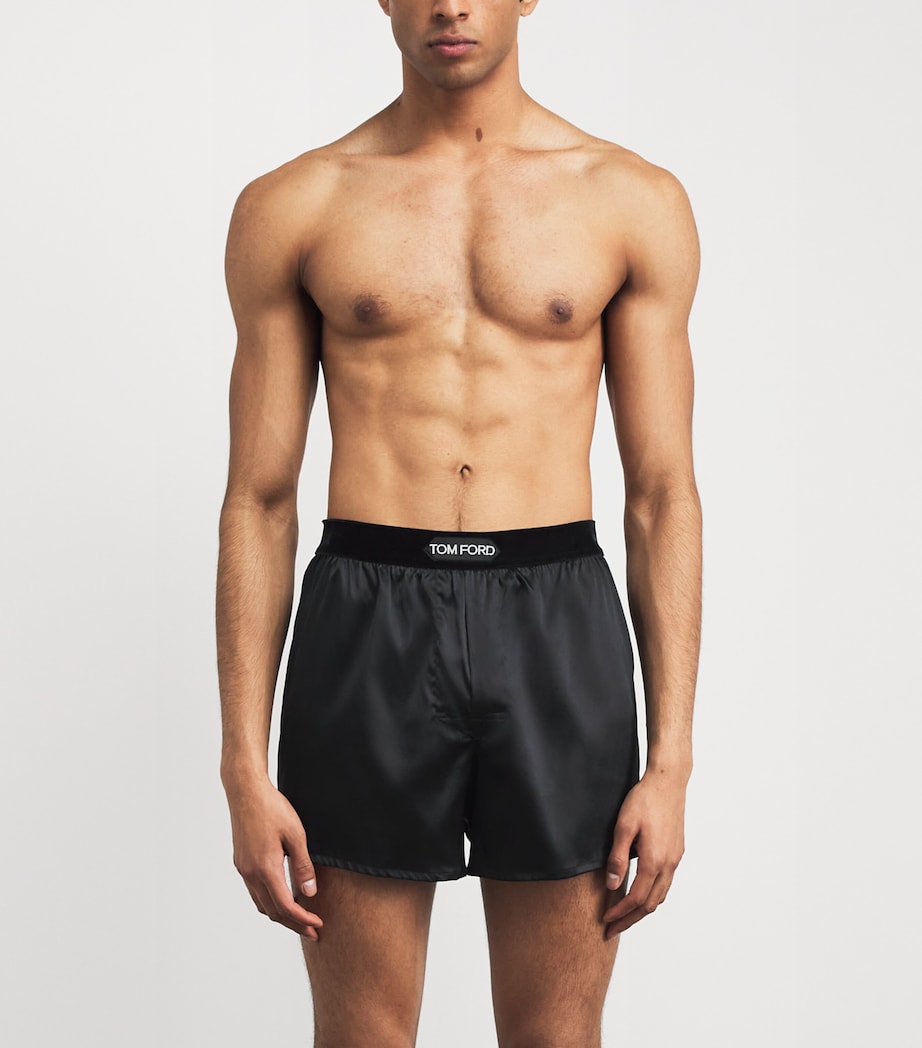 TOM FORD Mens Stretch-Silk Boxer Shorts Black Image 2