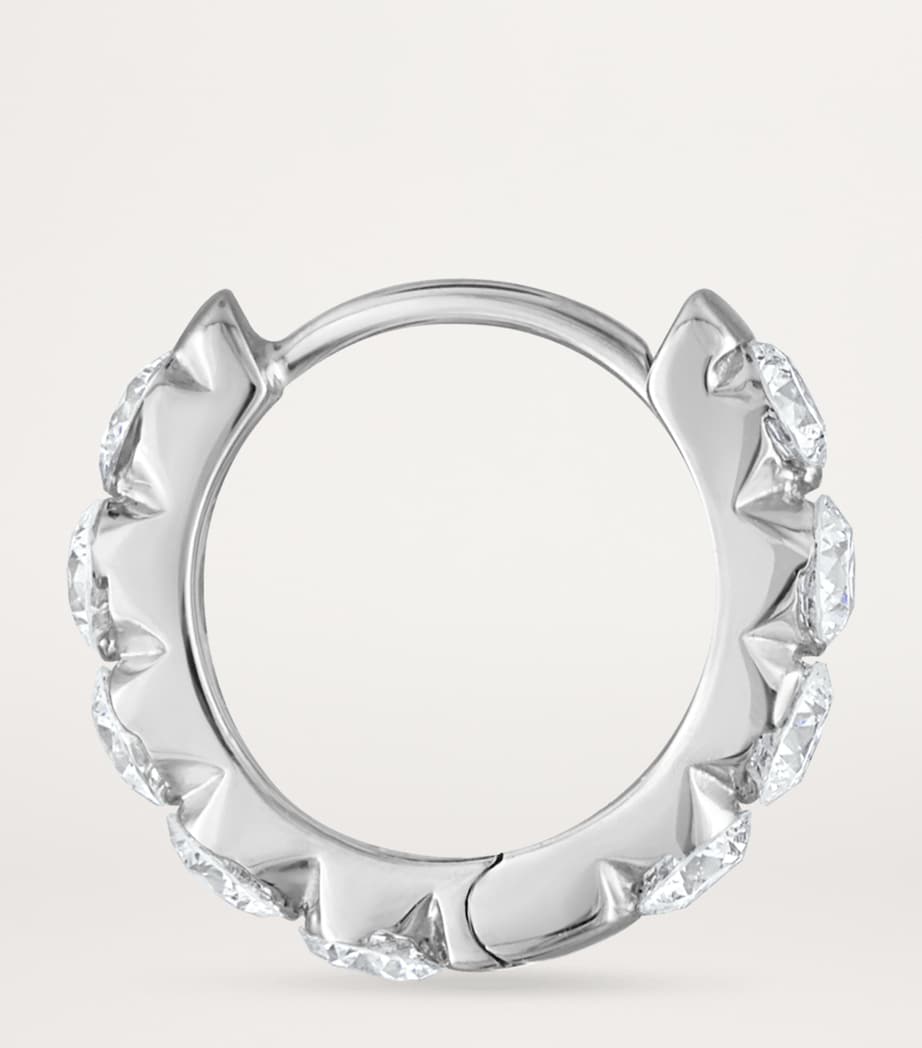 White Gold Invisible Set Large Diamond Eternity Hoop Earring (8mm) WHITE GOLD Image 3