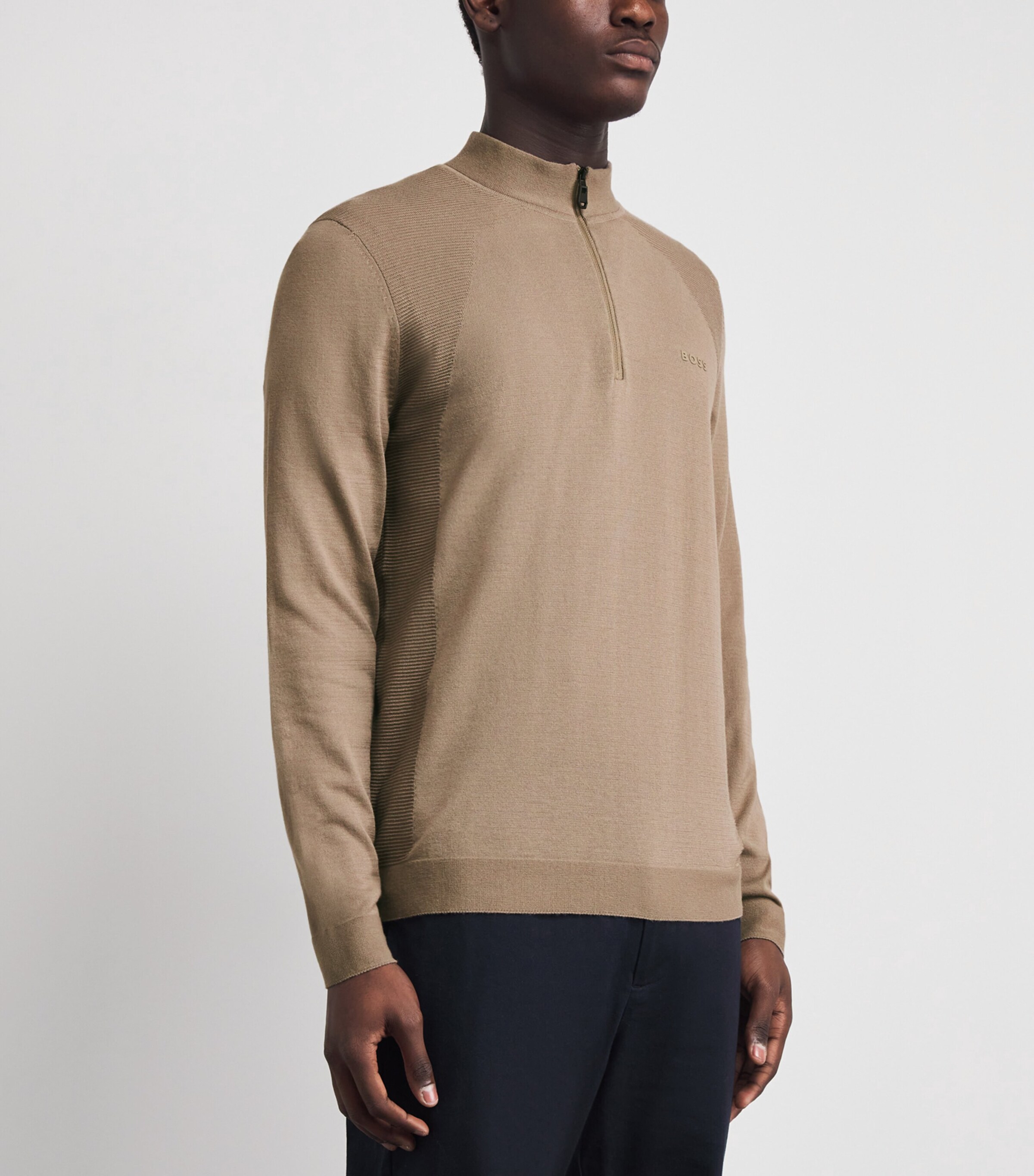 BOSS Mens Momentum Lite Quarter-Zip Sweatshirt Light Pastel Image 4
