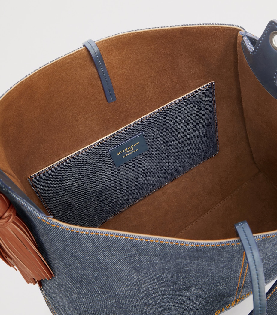 Medium Denim Belted Shoulder Bag INDIGO BLUE Image 5