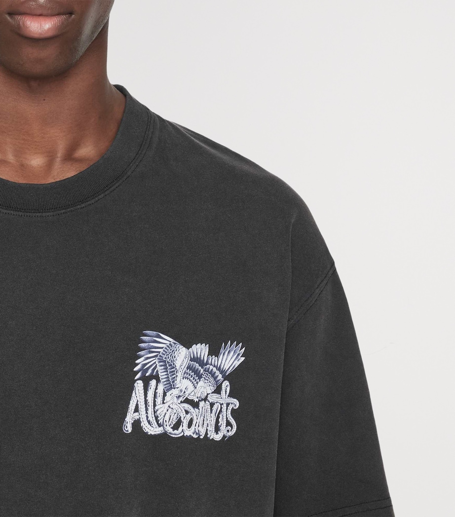 AllSaints Mens Organic Cotton Battles T-Shirt Washed Black Image 4