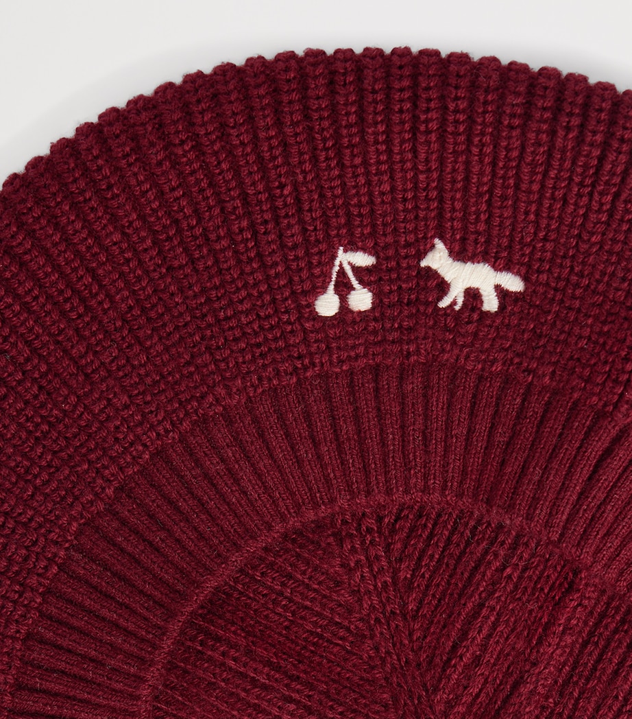 Bonpoint x Maison Kitsuné Cotton-Cashmere Knitted Beret Bordeaux Image 3