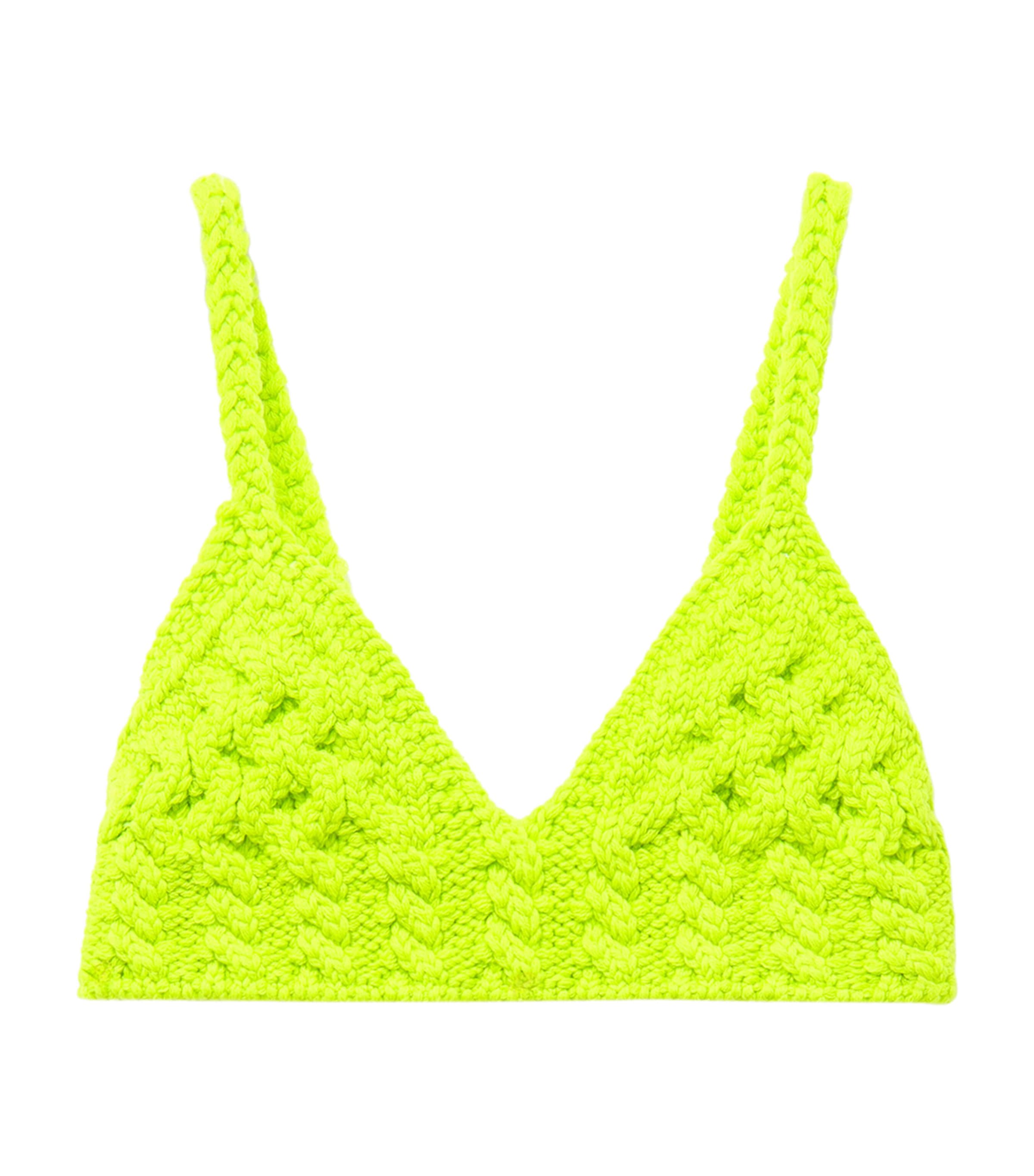 Shop Alexander Mcqueen Wool-blend Cable-knit Bralette In Yellow