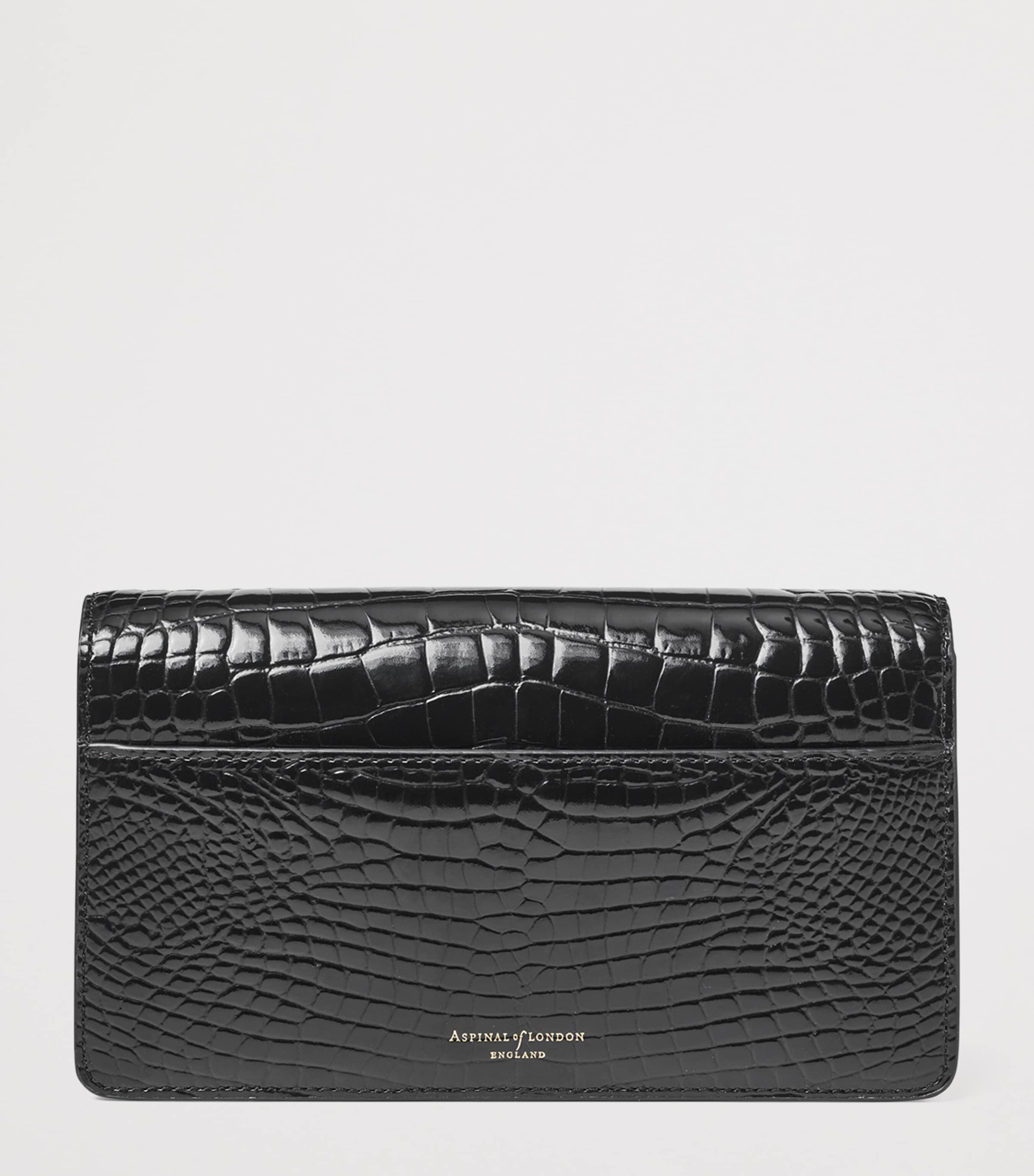 Croc-Embossed Leather Mayfair 2 Clutch Bag BLACK Image 3