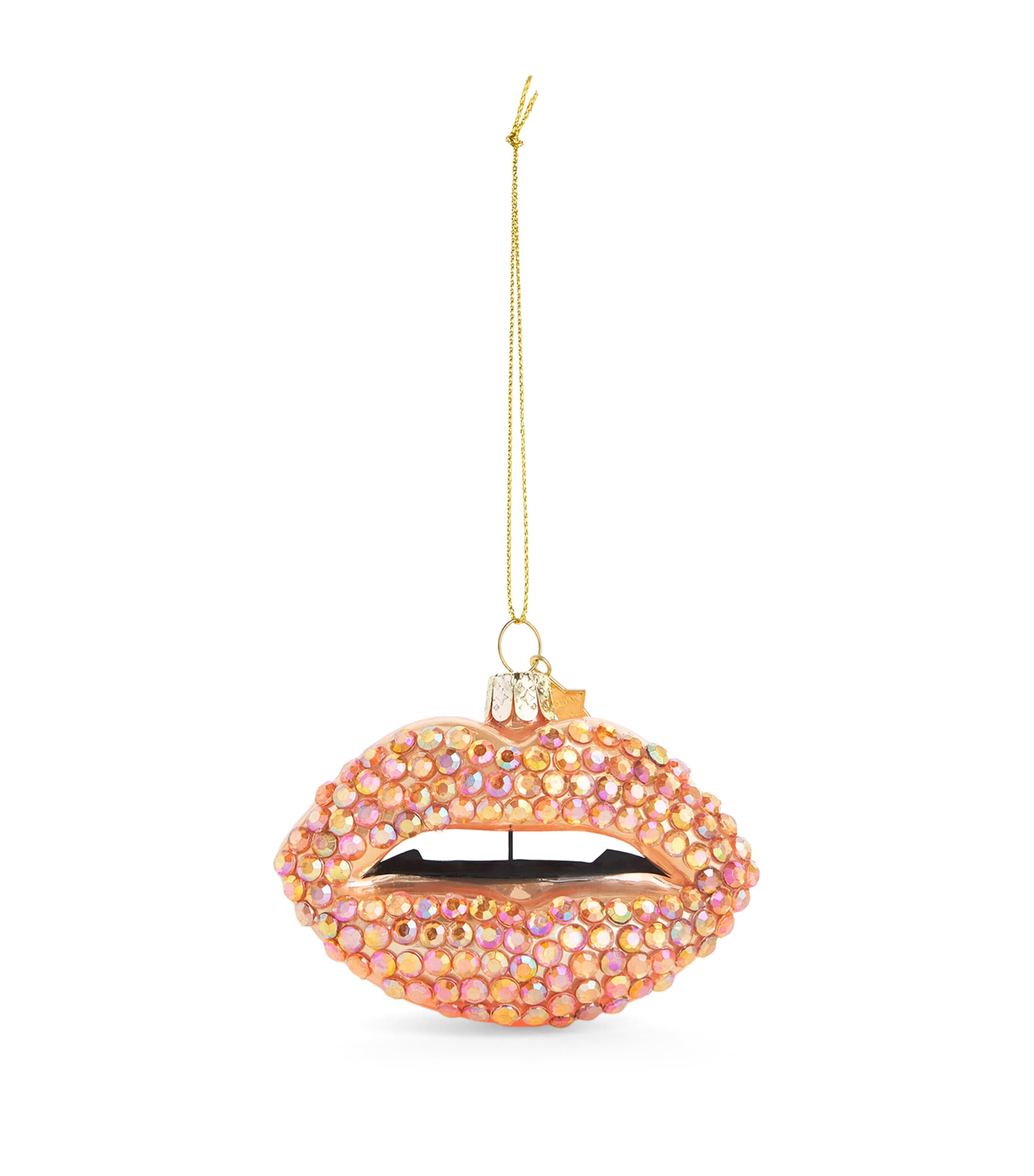 Harrods Glass Lips Tree Decoration In Beige