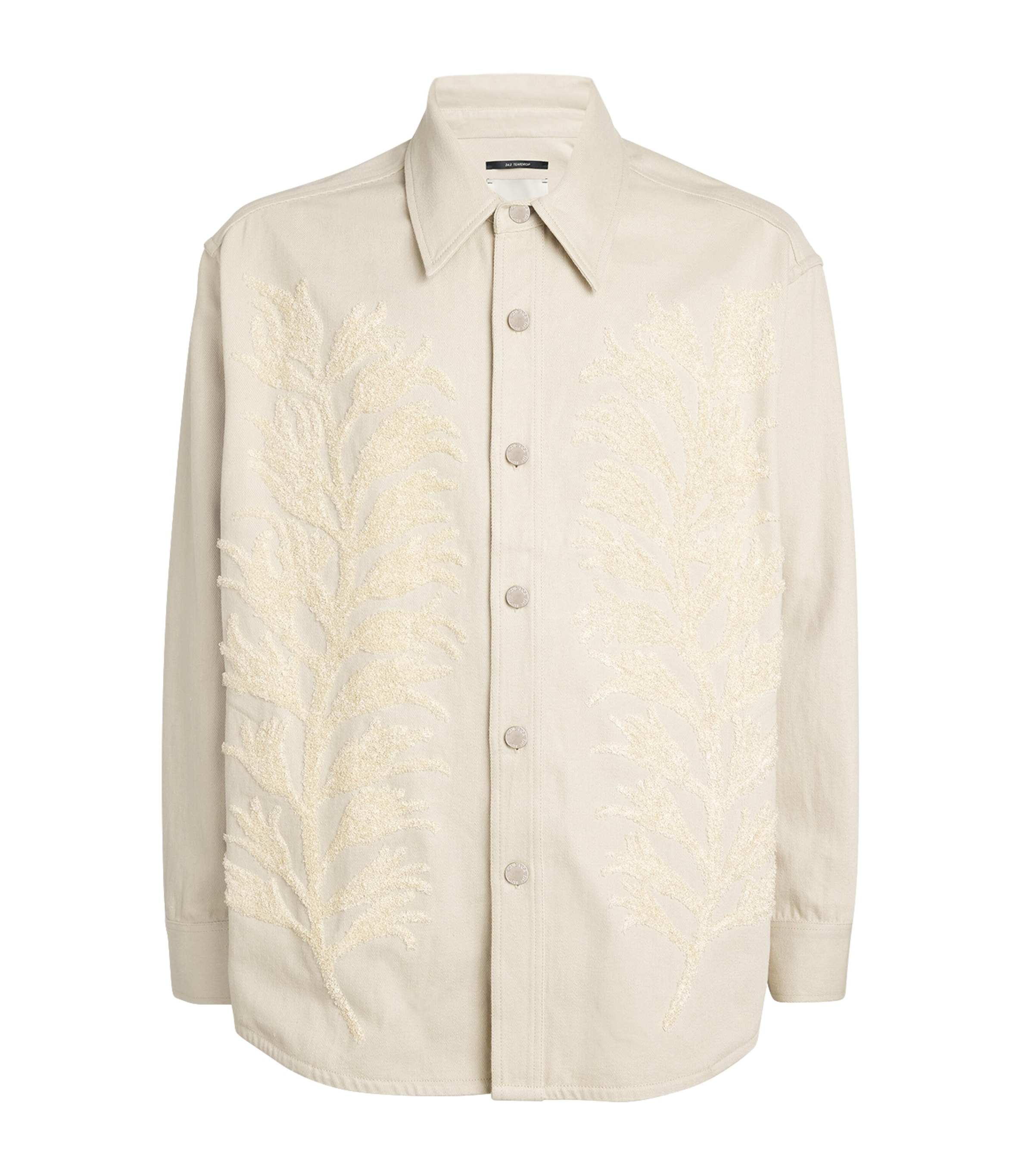 Shop Song For The Mute Flower Embroidered Shirt Jacket In Neutral