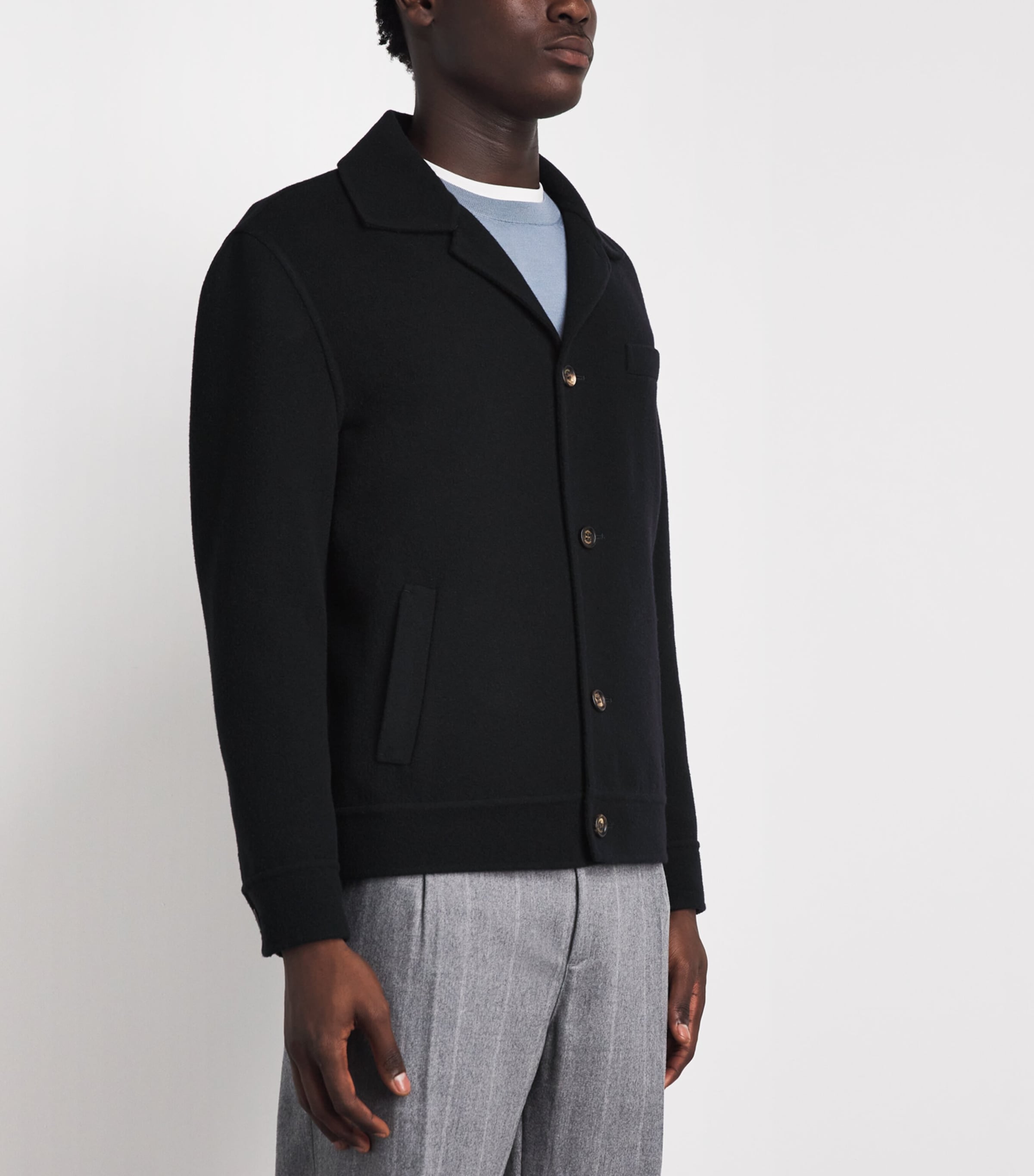 Eleventy Mens Wool Overshirt Blu Image 4