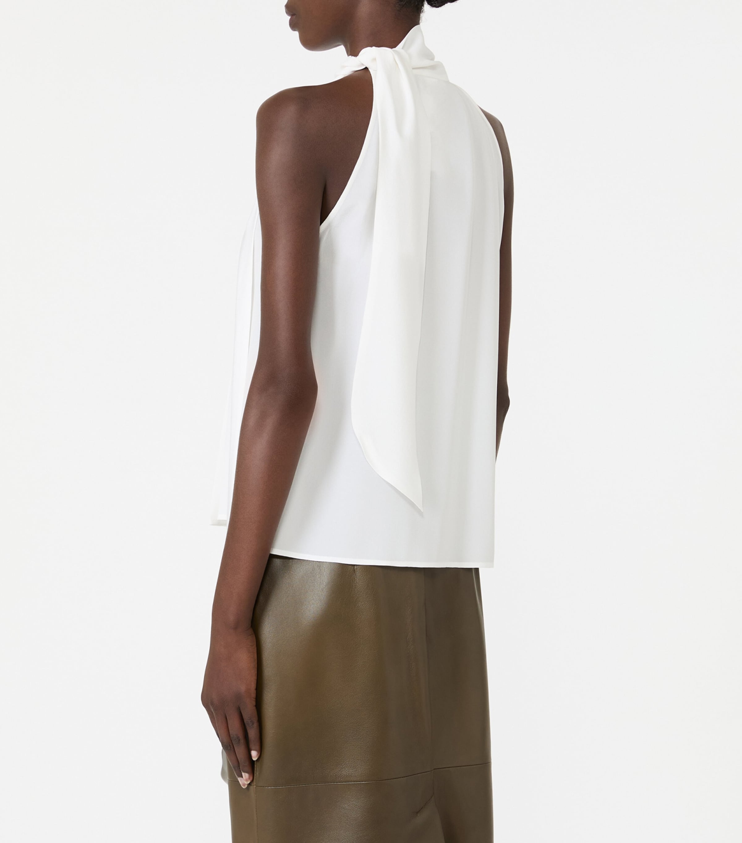Max Mara Womens Silk Tie-Neck Blouse White Image 4