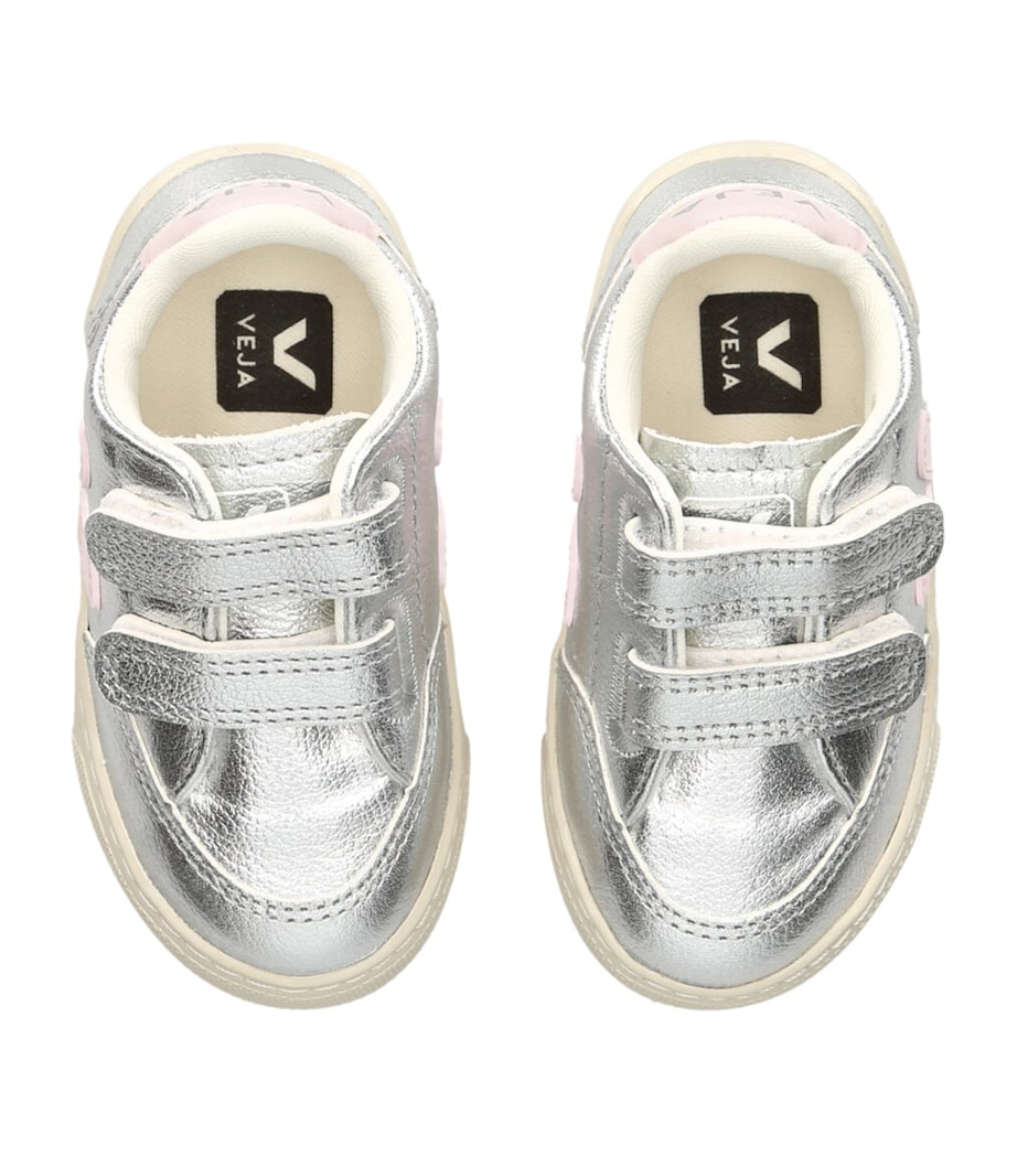 Leather V-12 Velcro Sneakers SILVER Image 4