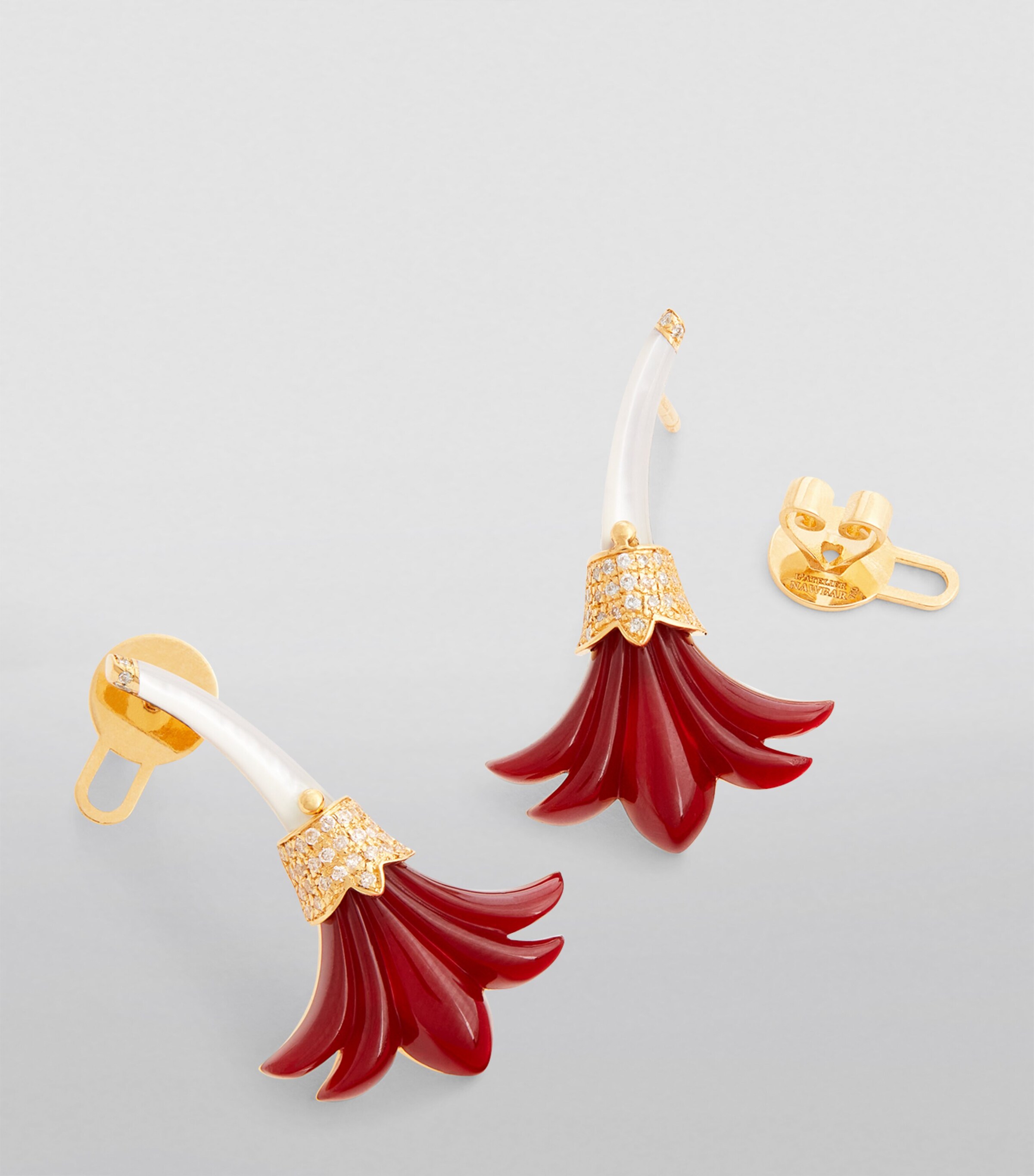 L'ATELIER NAWBAR Yellow Gold, Diamond and Mother-of-Pearl Psychedeliah Earrings Burgundy Image 6