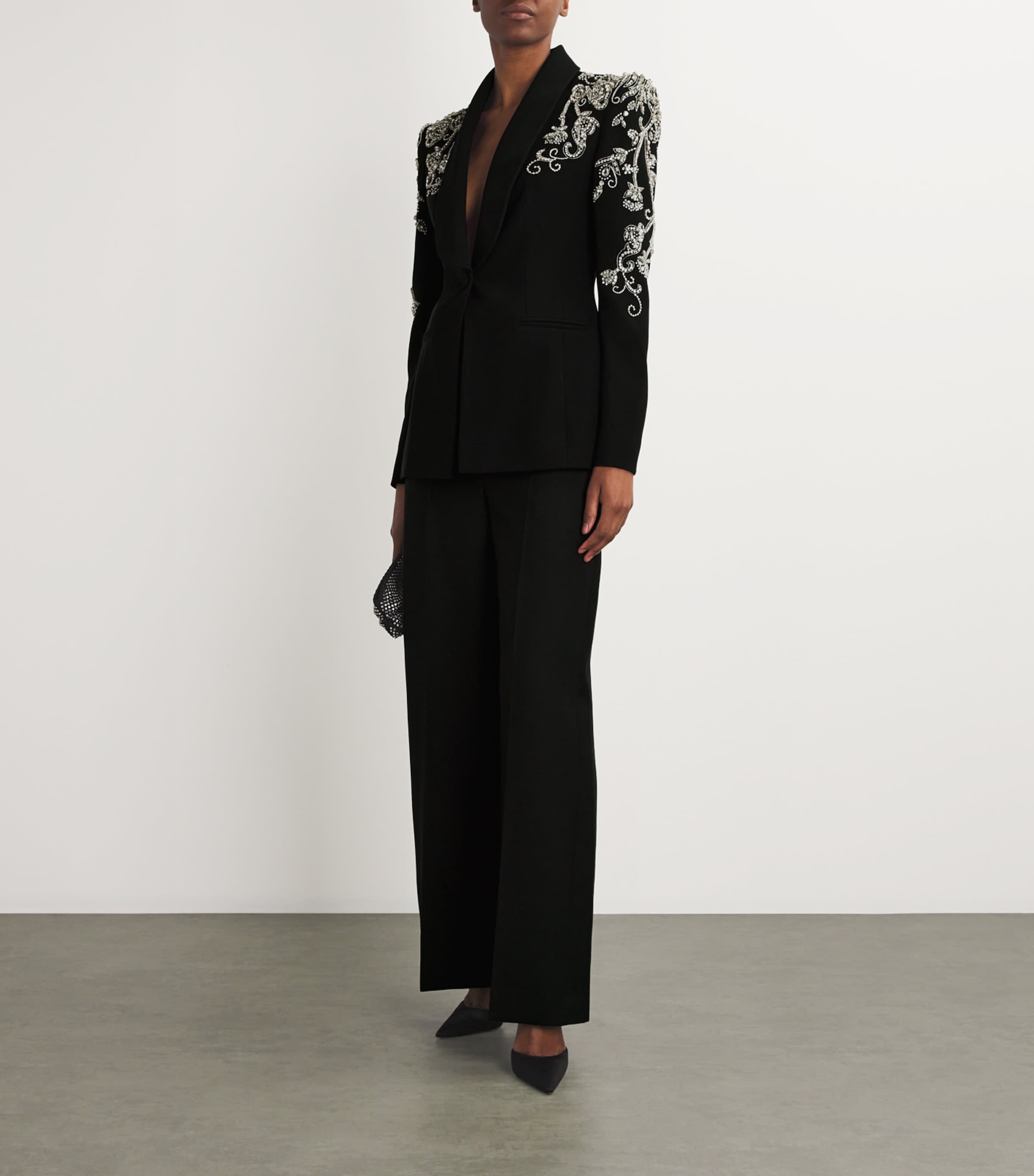 Zuhair Murad Black Embellished Cady Blazer | Harrods UK