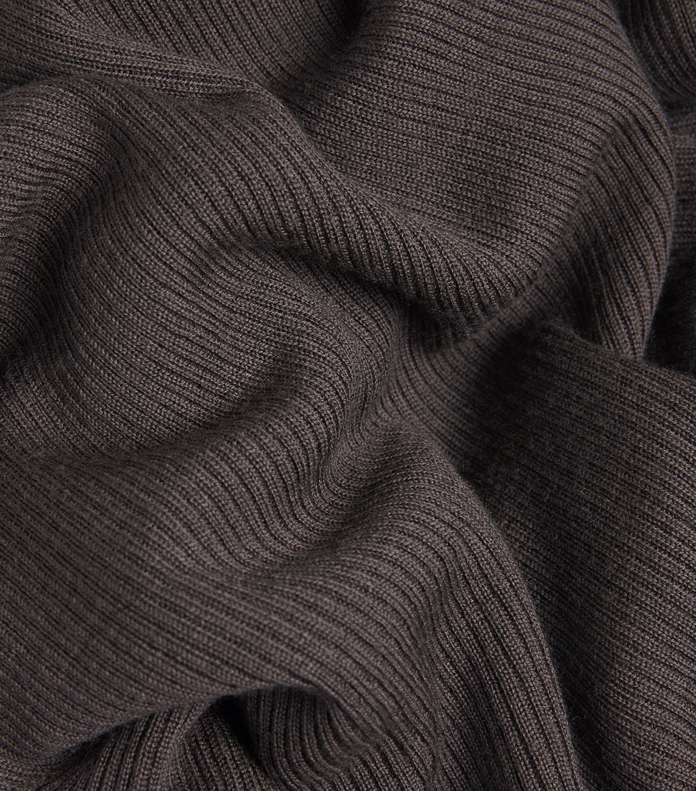 Rick Owens Mens Virgin Wool Ribbed Lupetto Sweater Darkdust Image 5