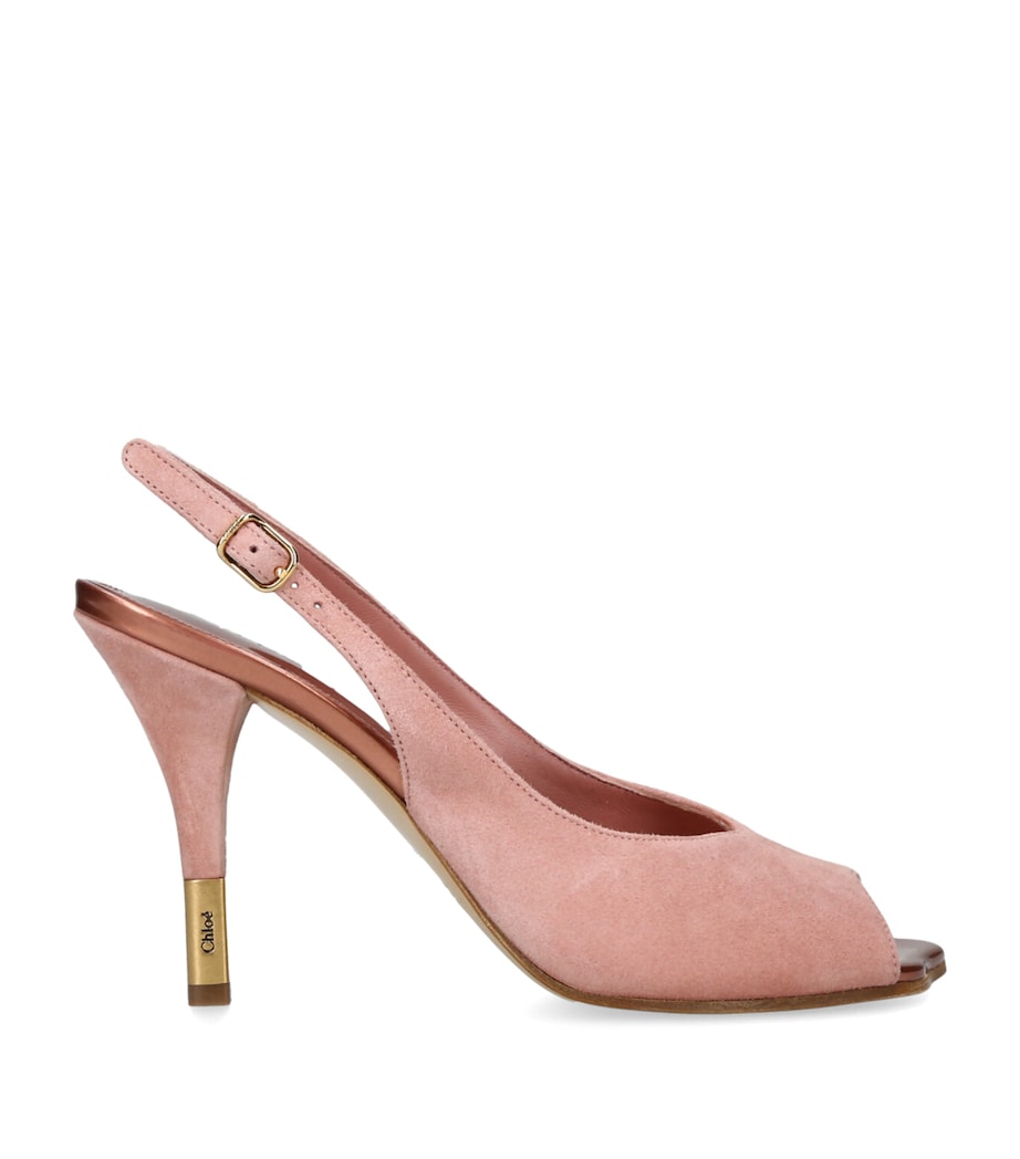 Chloé Suede Flower Heeled Sandals 95 Pale Pink Image 1