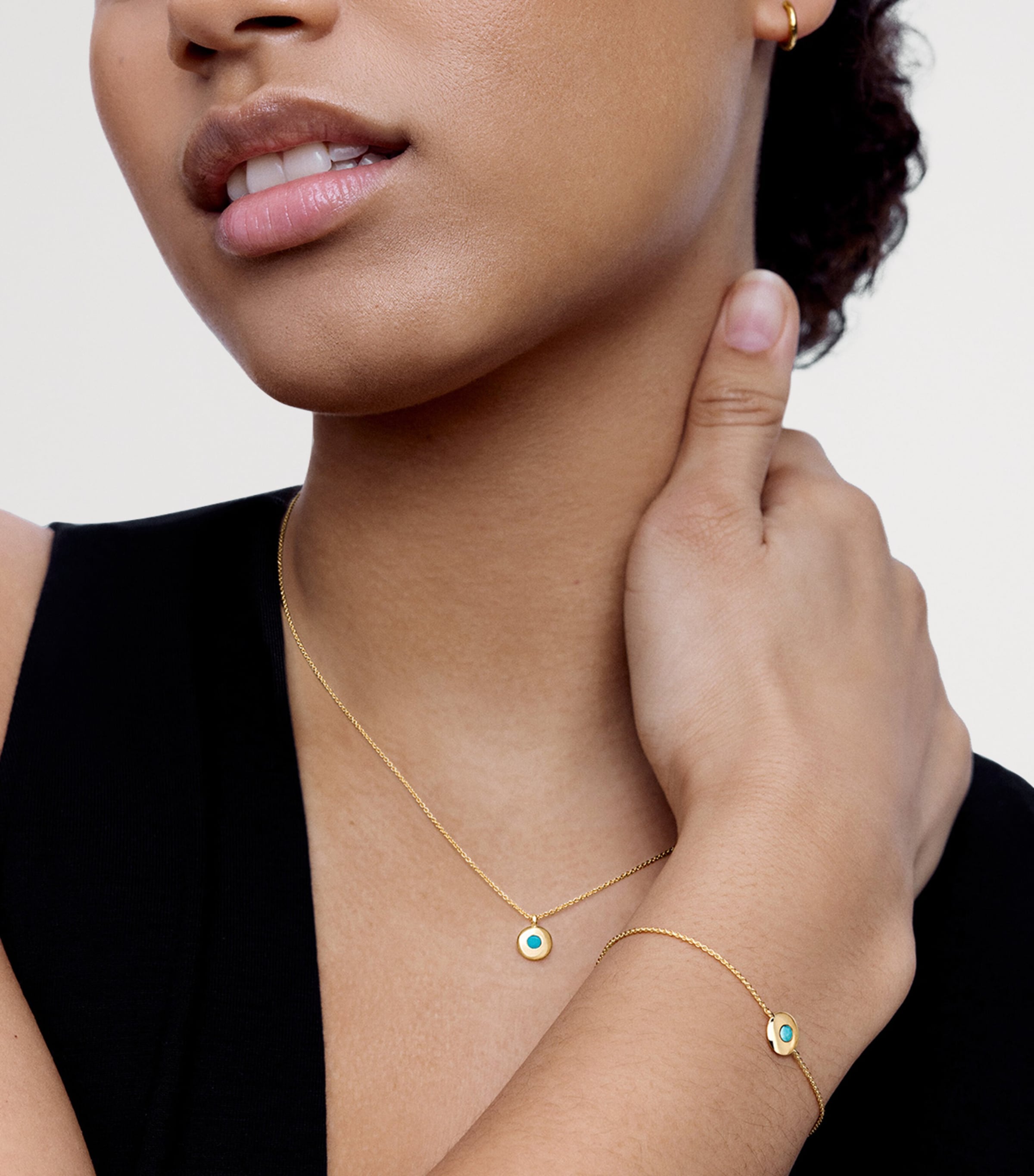 Monica Vinader Gold Vermeil and Turqouise May Birthstone Necklace Gold Vermeil Image 2