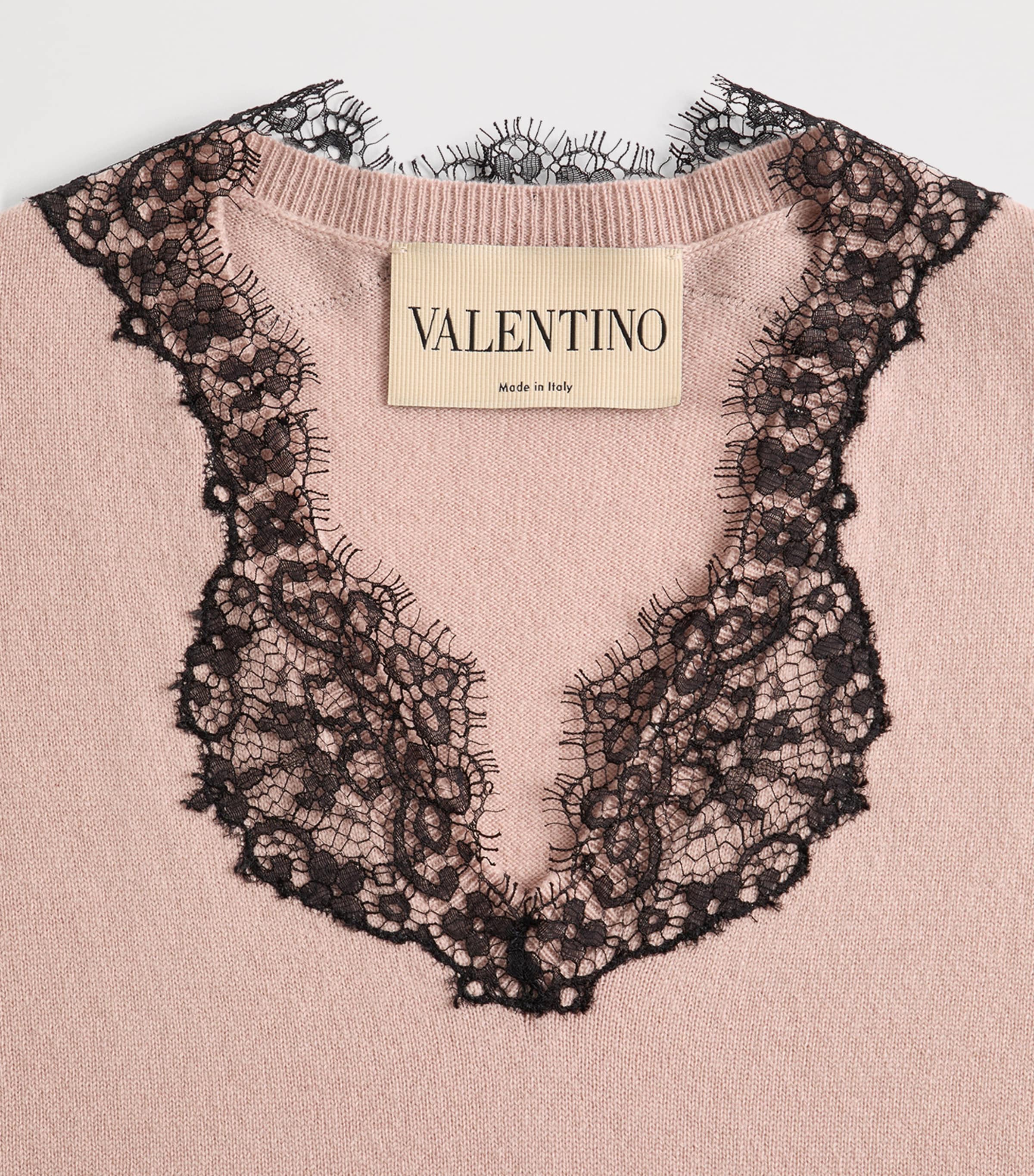 Valentino Nude Cashmere Lace-Trim Sweater | Harrods QA