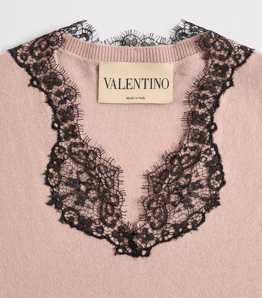 Valentino Womens Cashmere Lace-Trim Sweater Image 7