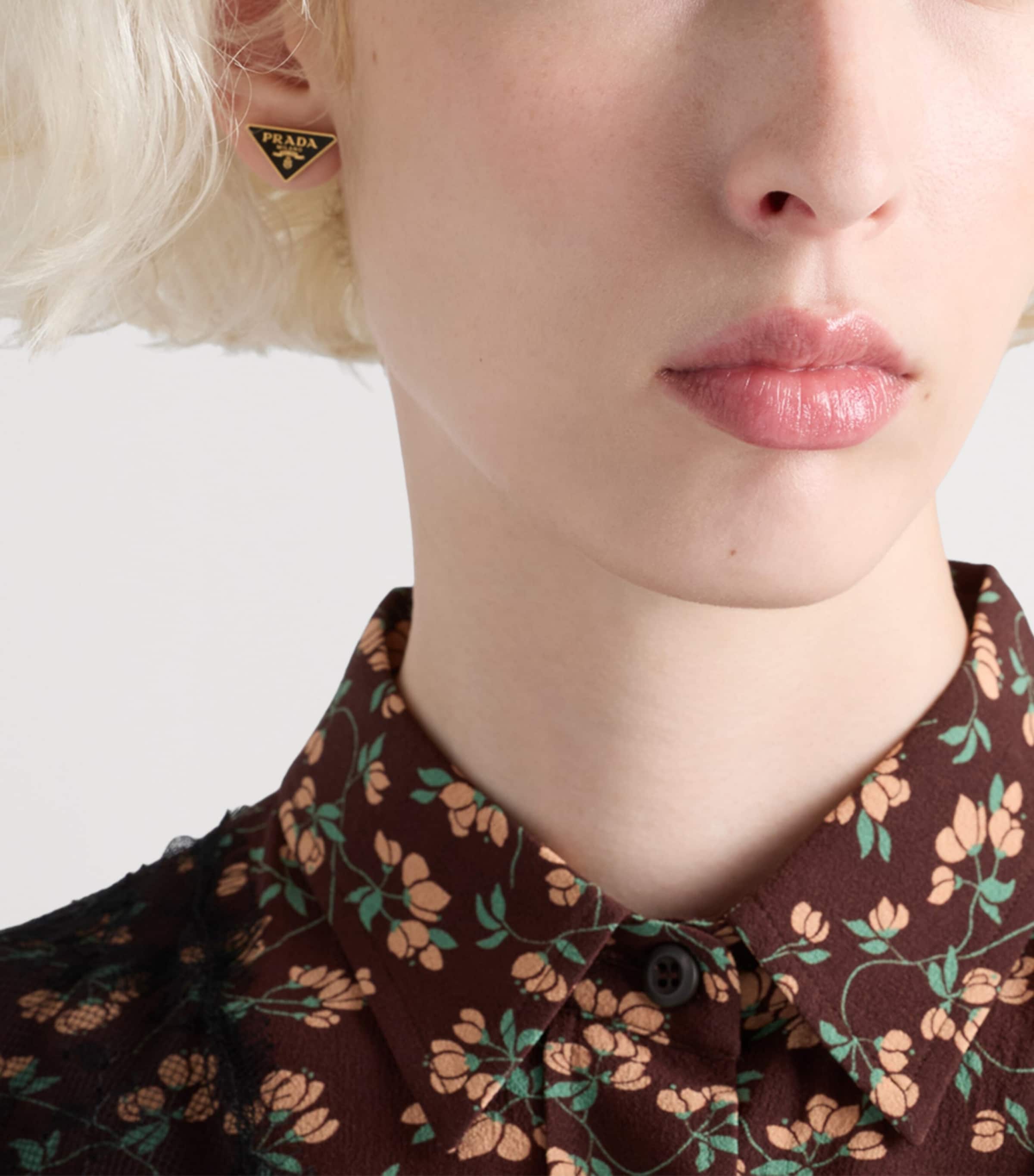 Enamel Triangle Logo Earrings F019F Image 2