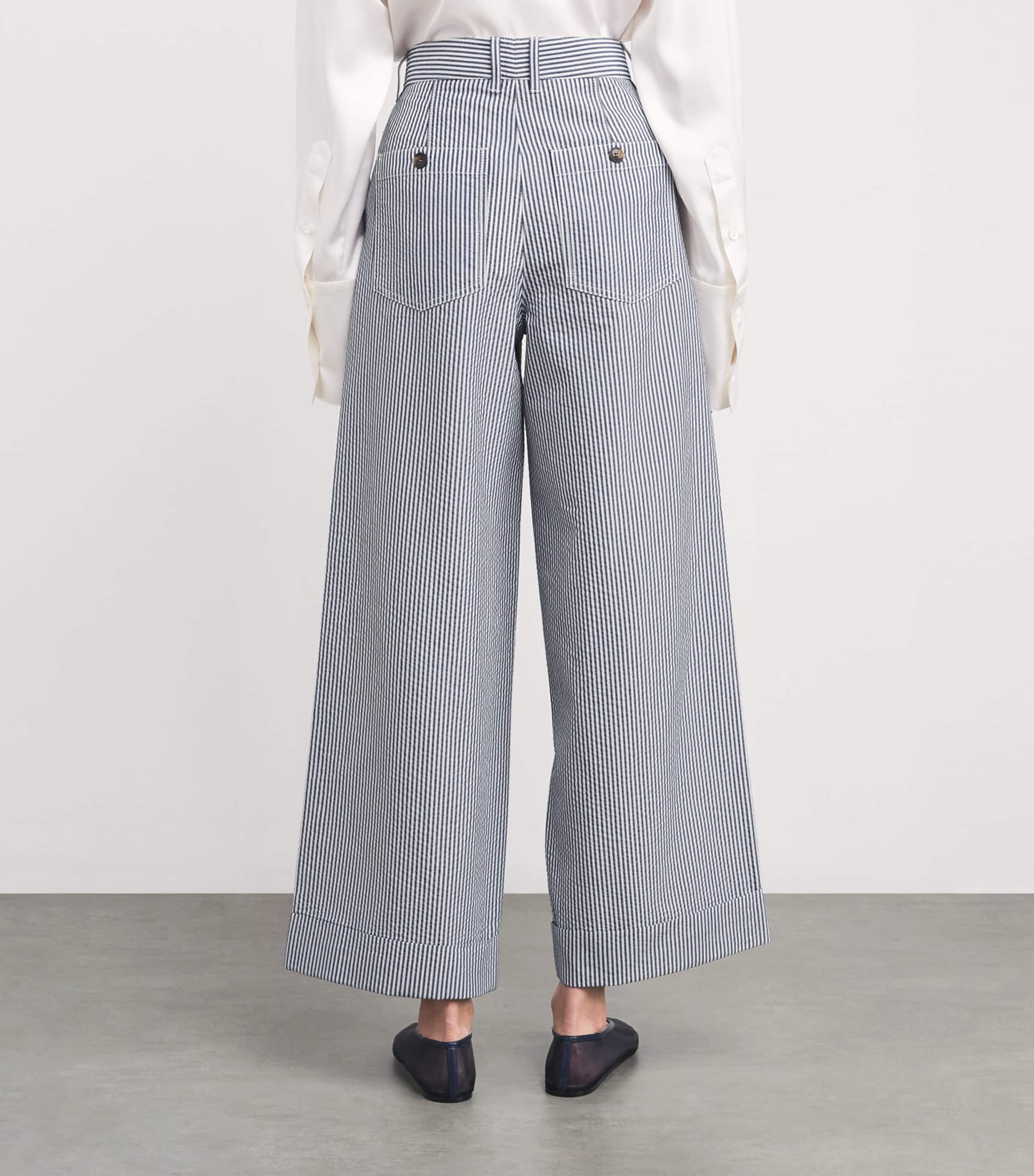 Stripe Wide-Leg Trousers NAVY/WHITE Image 4