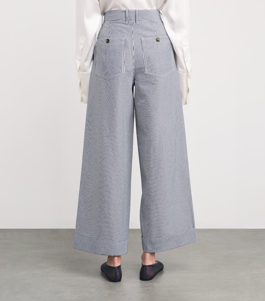 Stripe Wide-Leg Trousers NAVY/WHITE Image 4