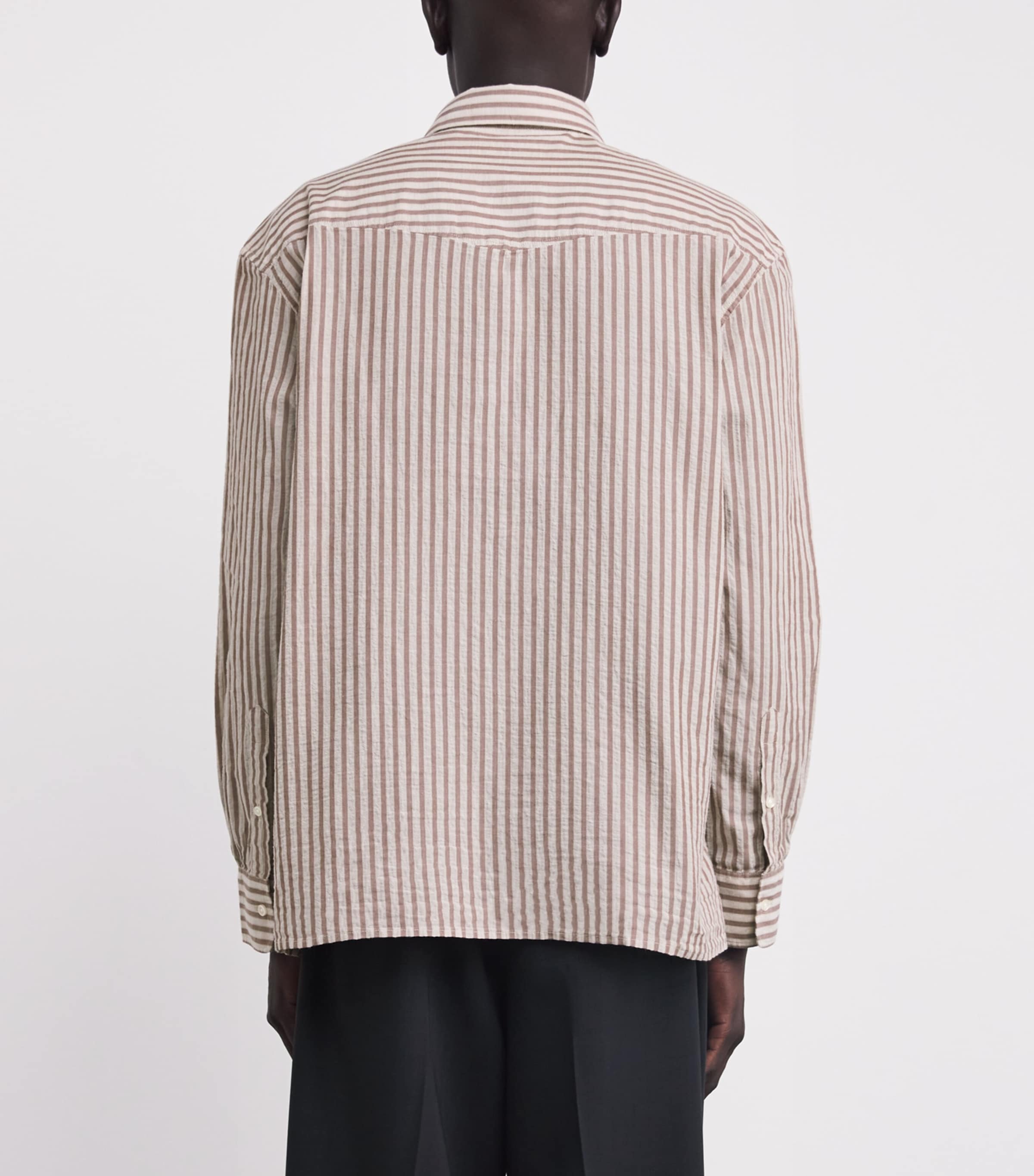 Cotton Stripe Gad Shirt WHITE/CIGAR Image 3
