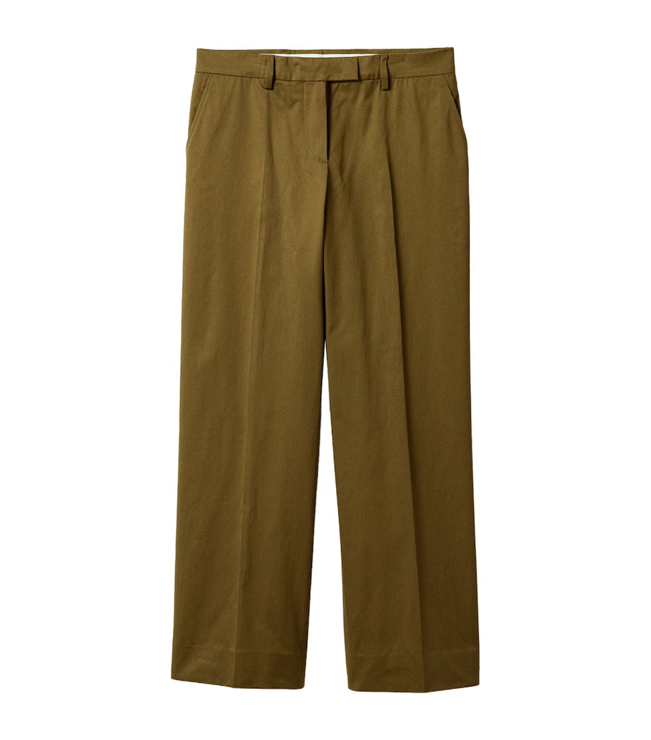 Miu Miu Womens Cotton Twill Trousers Green Image 1