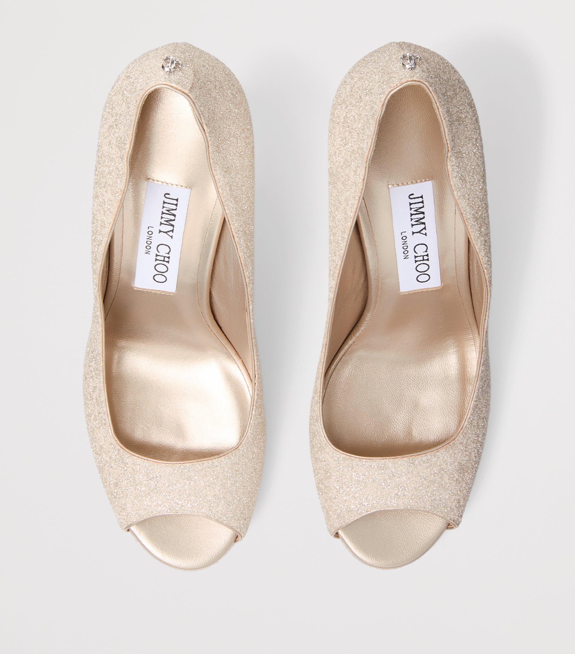 Jimmy Choo Riya 100 Glitter Peep Toe Pumps Light Soft Gold Image 4