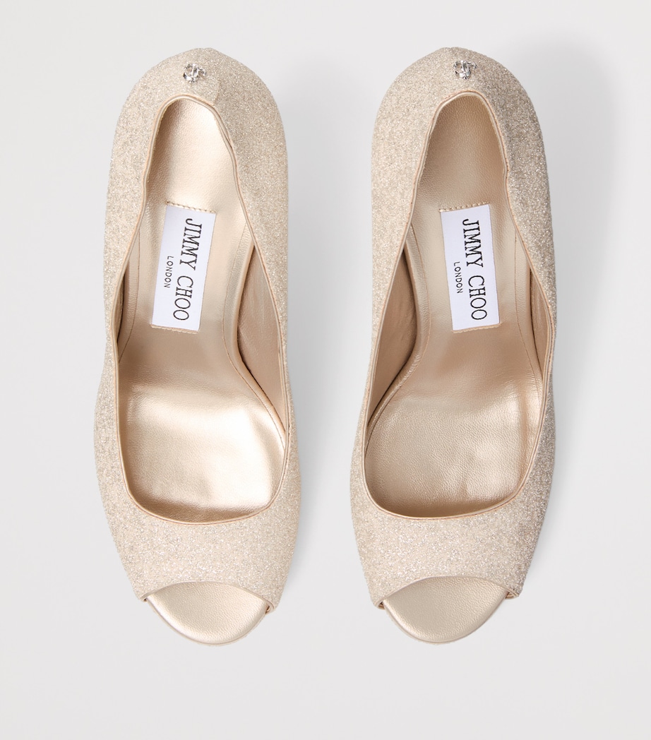 Jimmy Choo Riya 100 Glitter Peep Toe Pumps Light Soft Gold Image 4