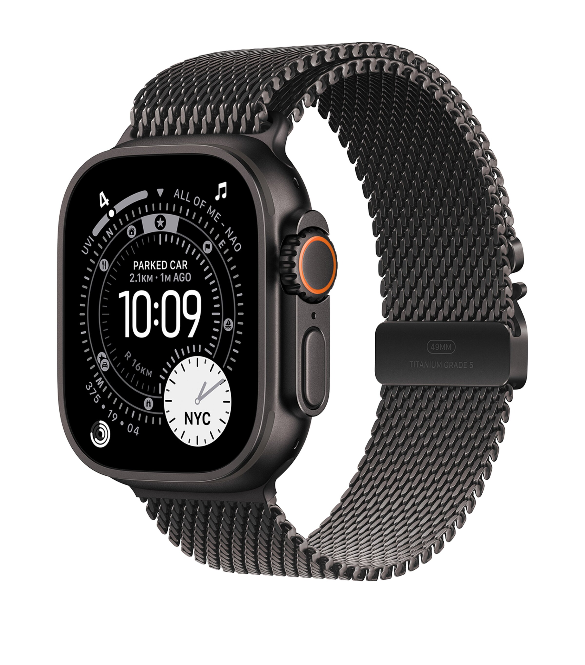 Apple Watch Ultra 3 - Black with Titanium Milanese Loop, 49mm, Small BLACK Image 2