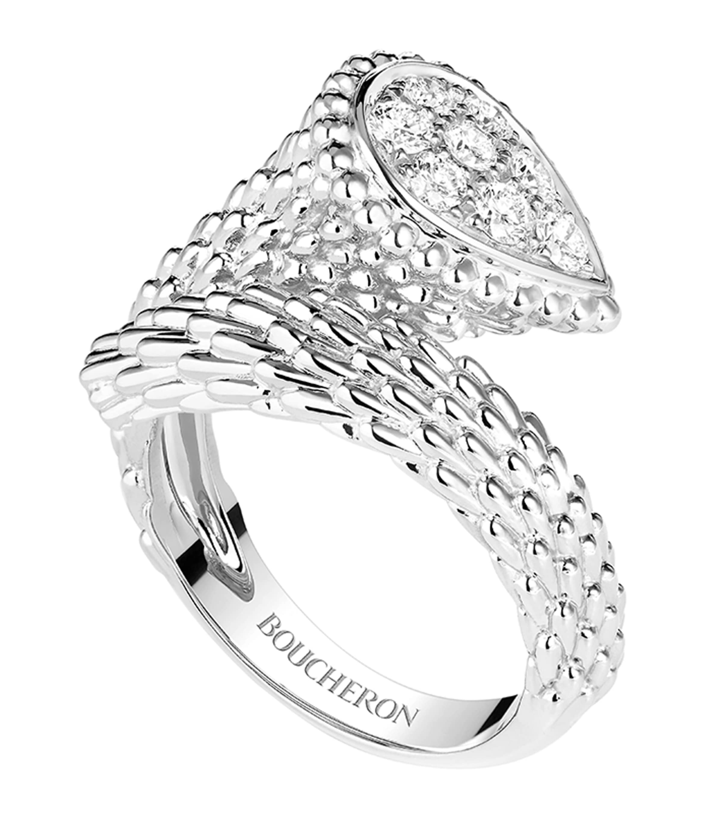 Boucheron Small White Gold Serpent Bohème Ring