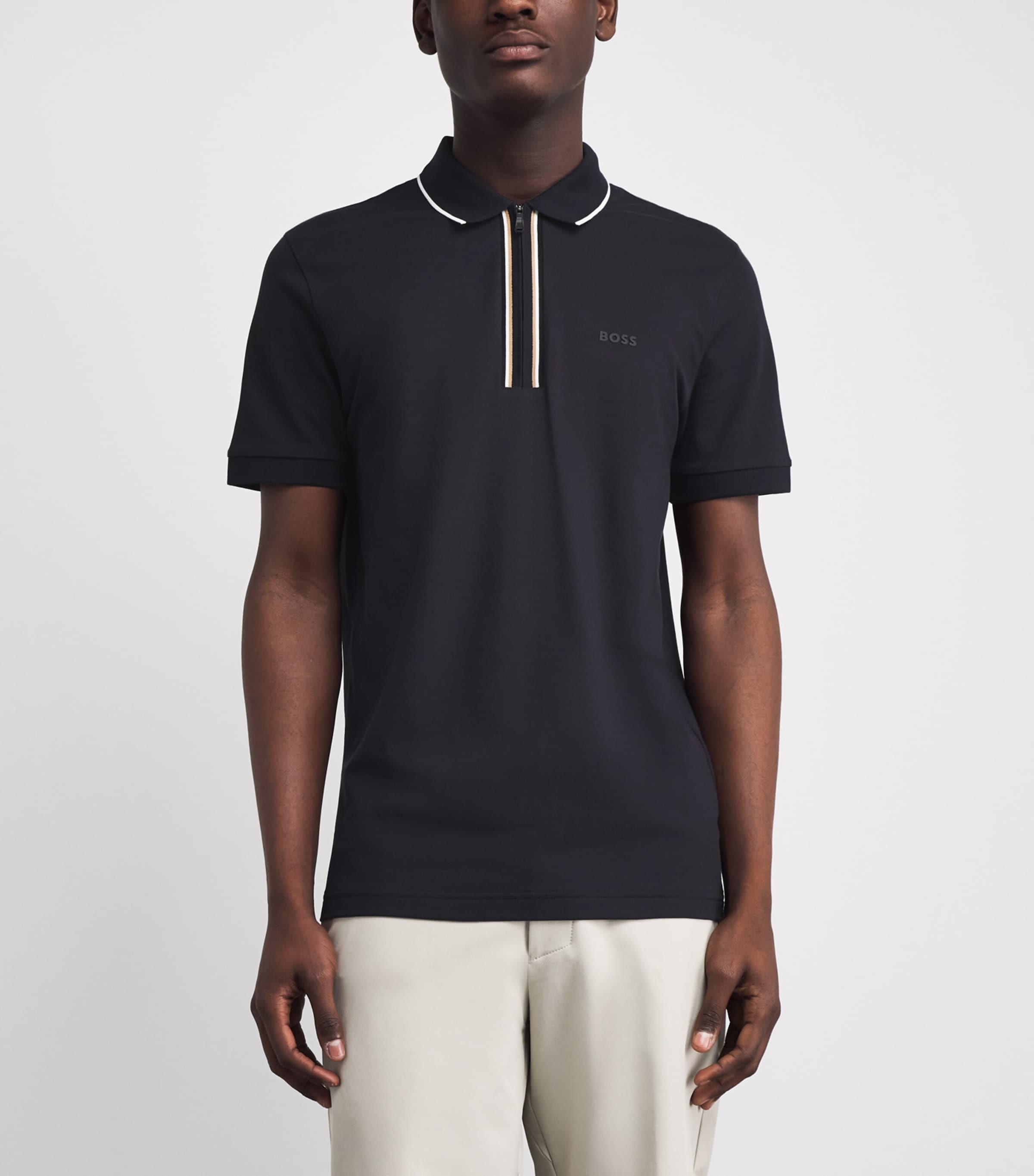 BOSS Mens Stretch-Cotton Philix Polo Shirt Dark Blue Image 4