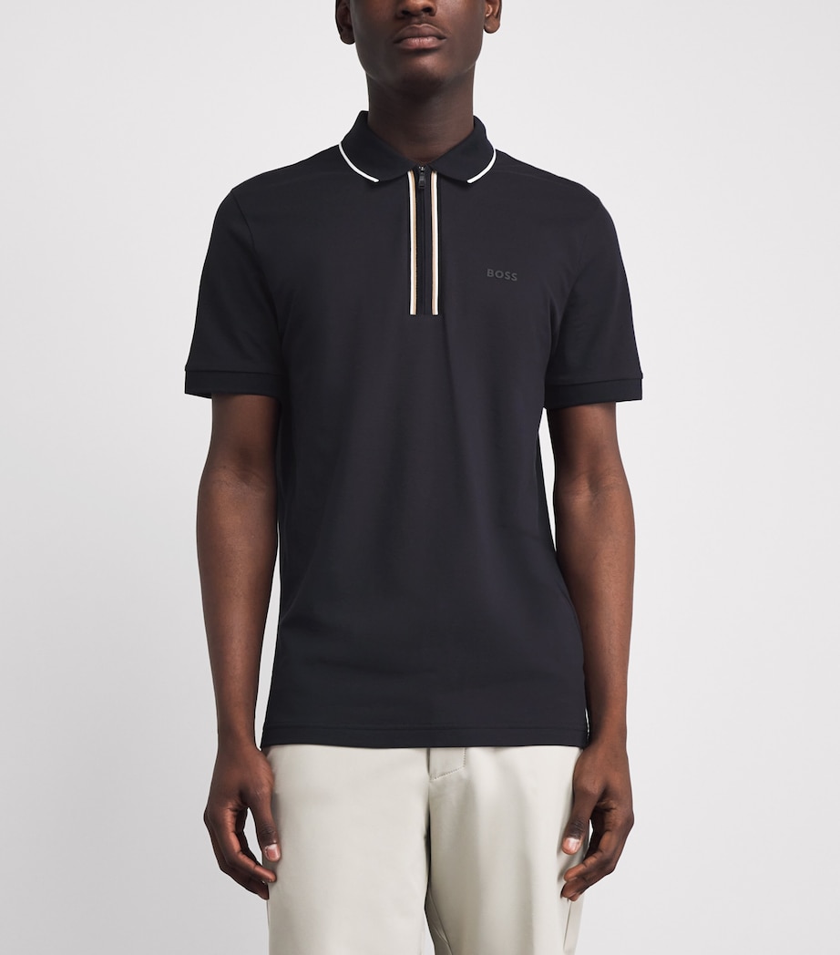 BOSS Mens Stretch-Cotton Philix Polo Shirt Dark Blue Image 4
