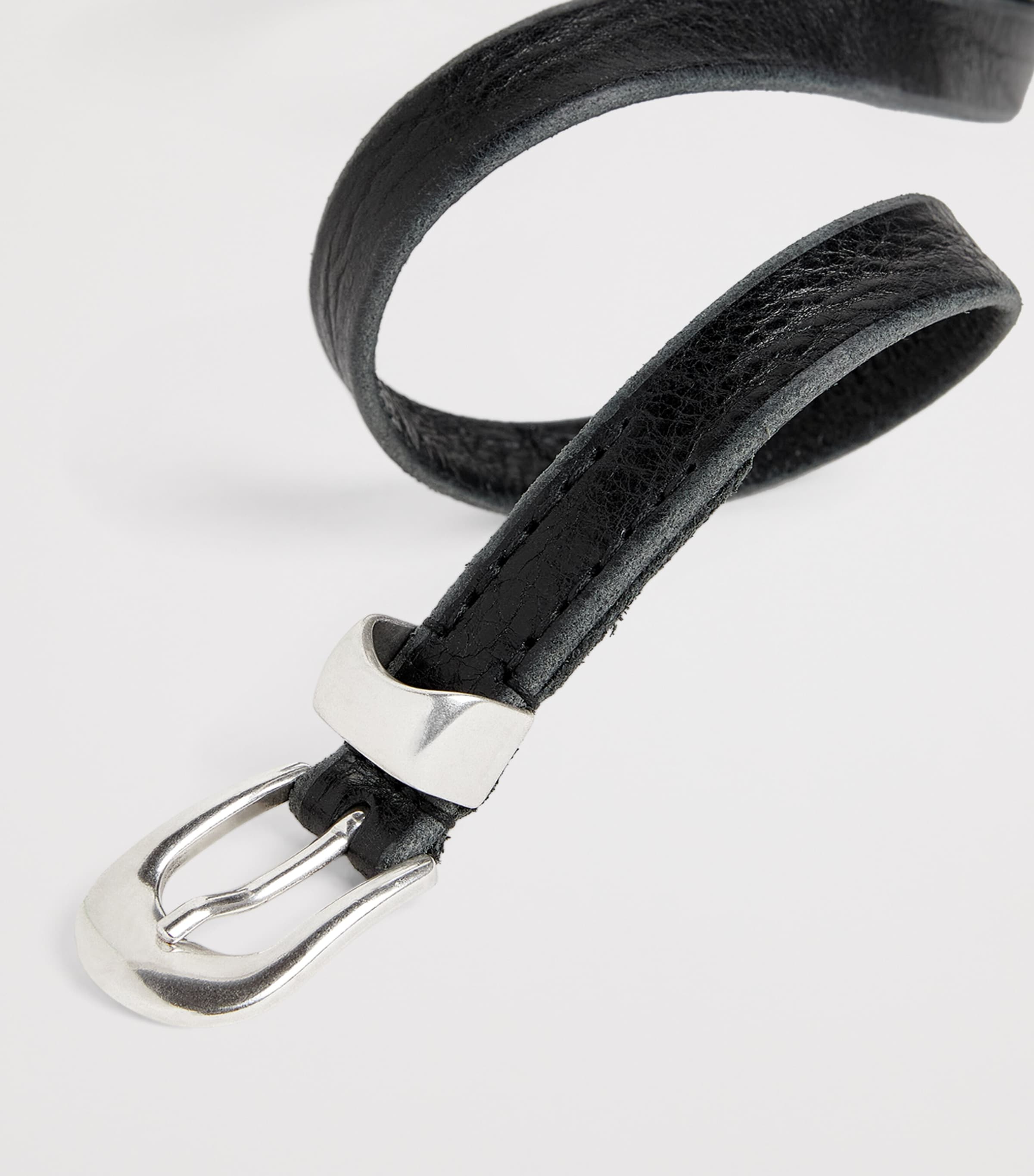 Leather Antiqued Belt BLACK LEATHER Image 5