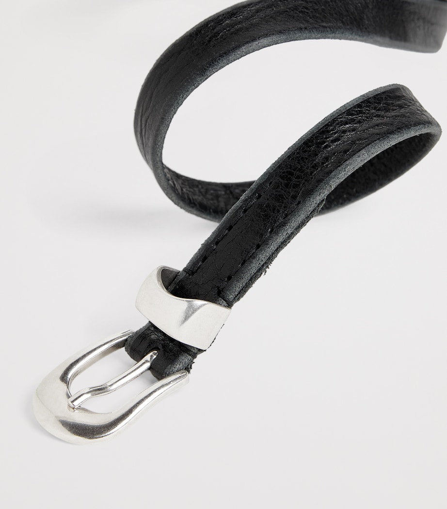 Leather Antiqued Belt BLACK LEATHER Image 5