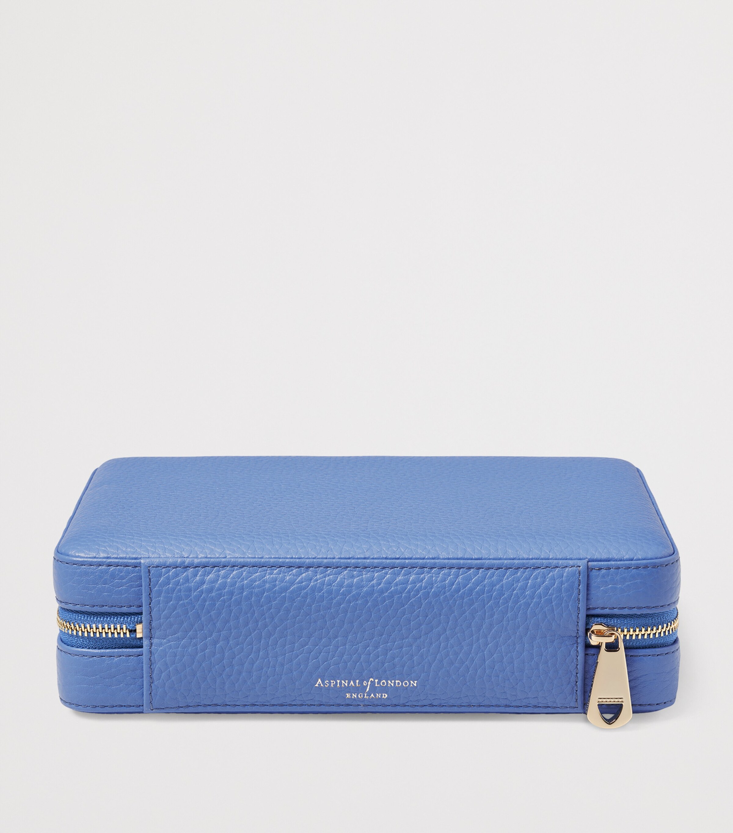Aspinal Of London Large Leather Travel Jewellery Case Capri Blue Image 2