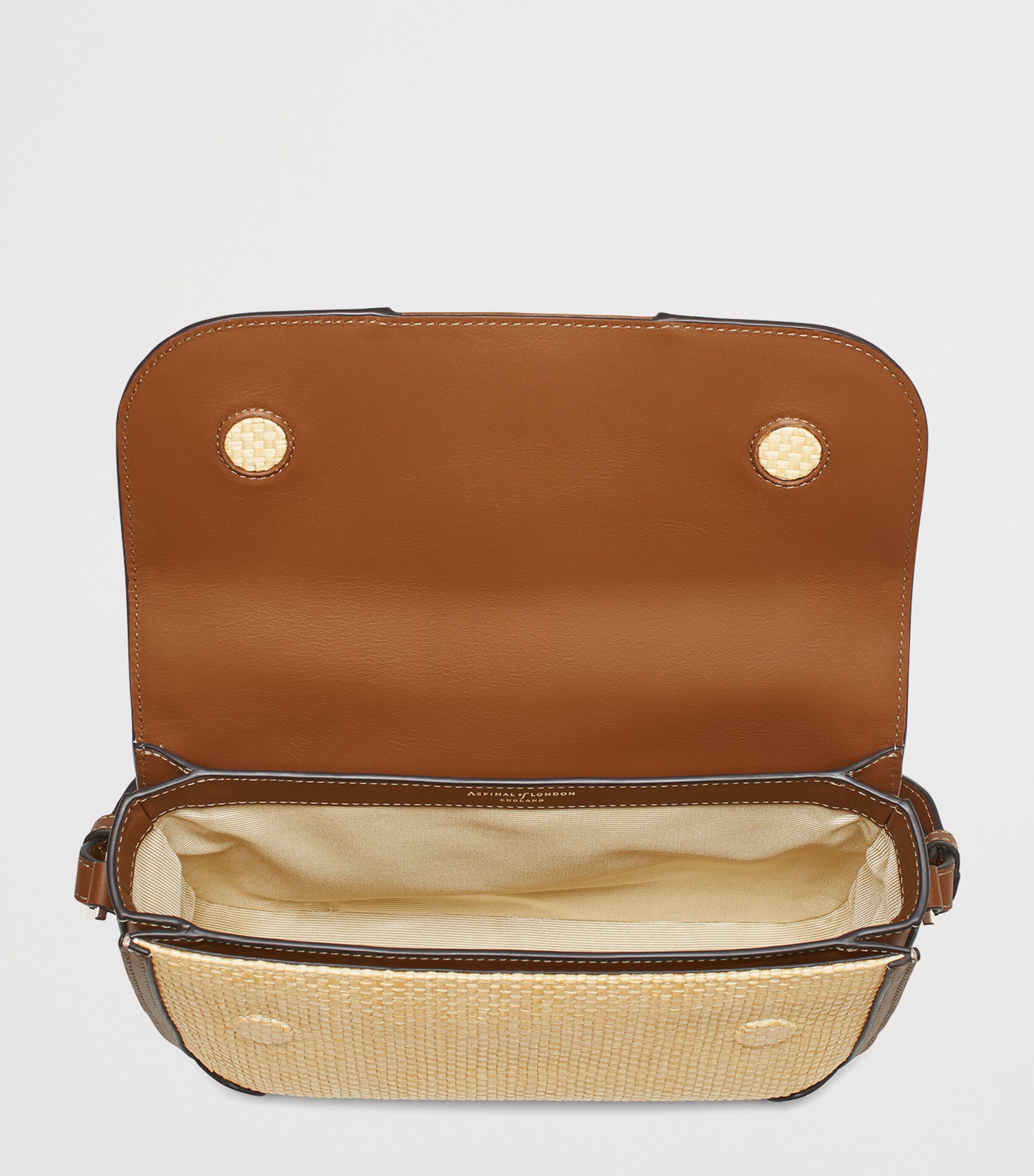 Aspinal Of London Raffia Leather Resort Cross-Body Bag Neutral Image 5